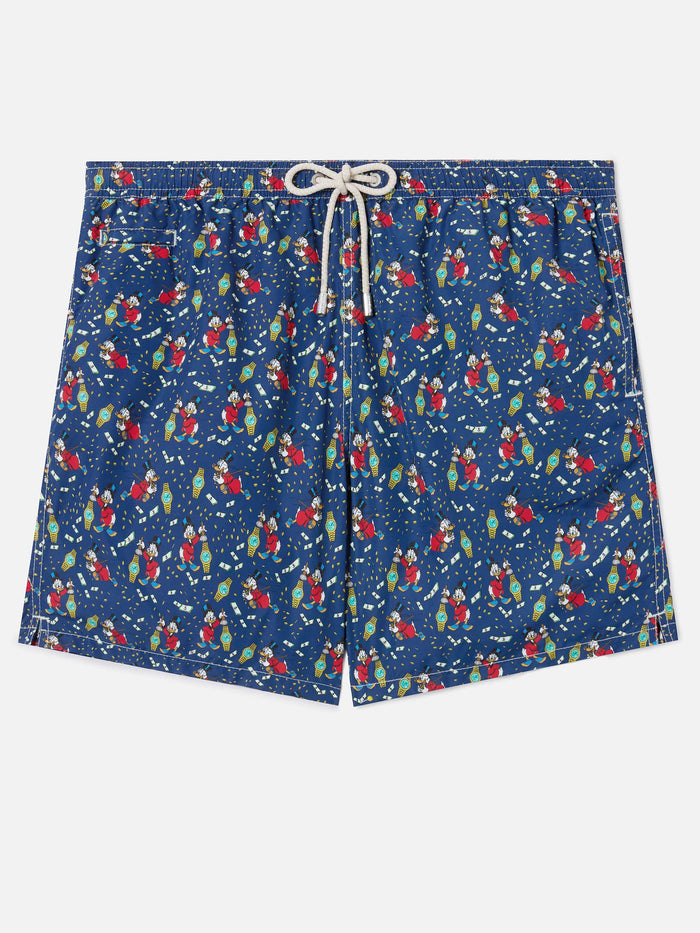 Navy Lighting Micro Swim Shorts With Mcduck And Watches Print | Special Edition Blue Swimshort