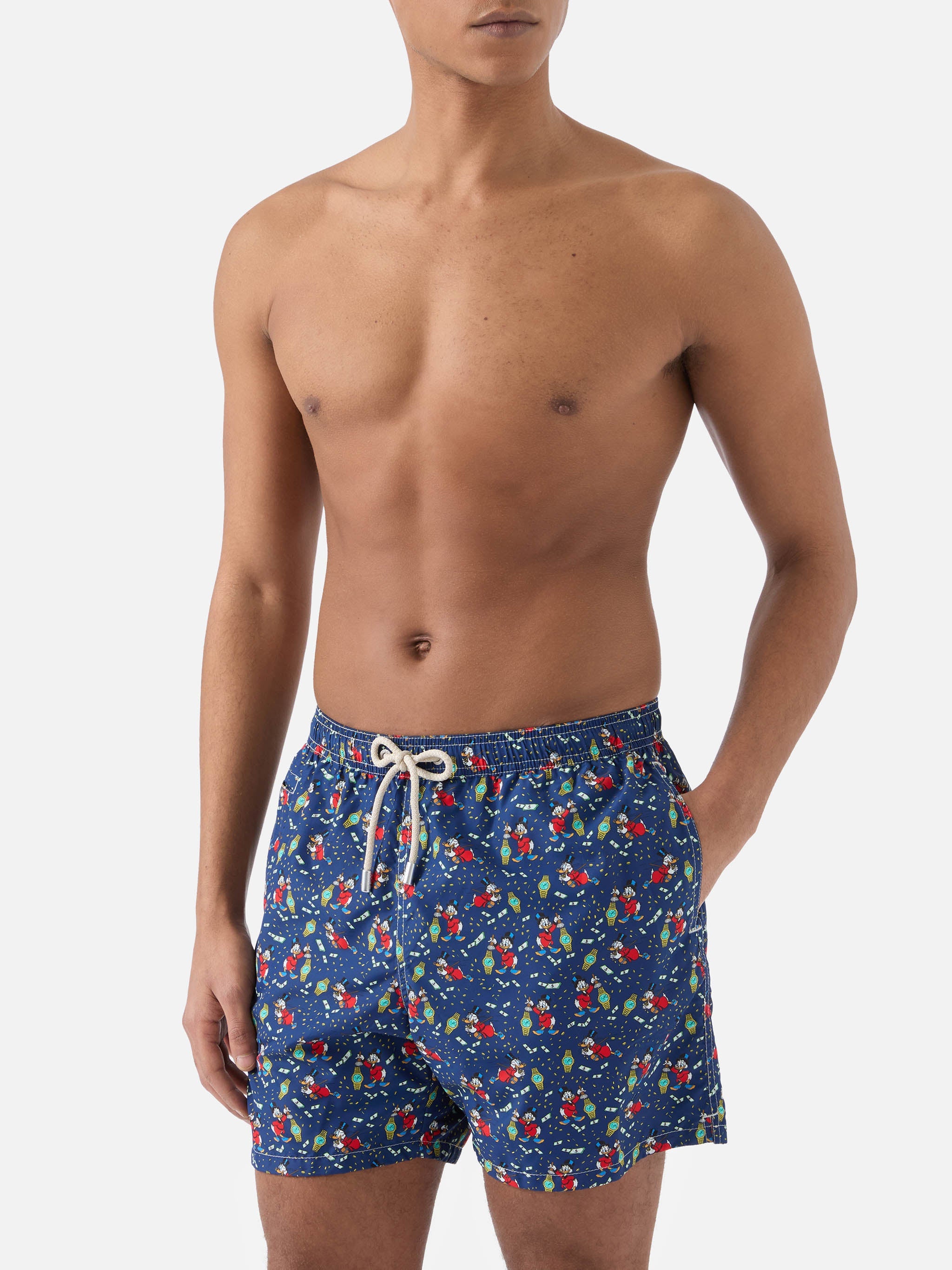 Navy Lighting Micro Swim Shorts With Mcduck And Watches Print | Special Edition Blue Swimshort