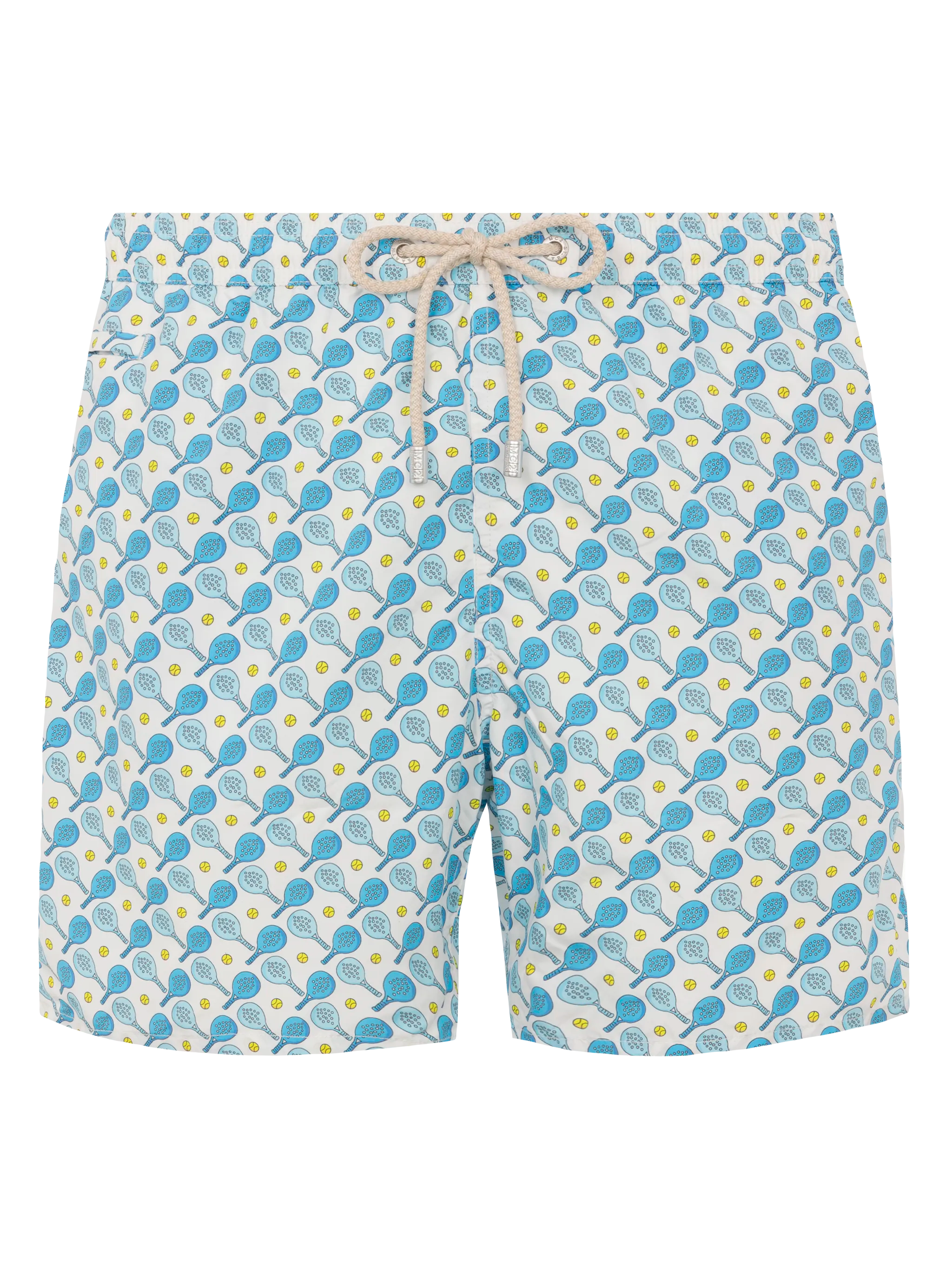 Lightweight Fabric Swim Shorts Lighting With Padel Print White Swimshort