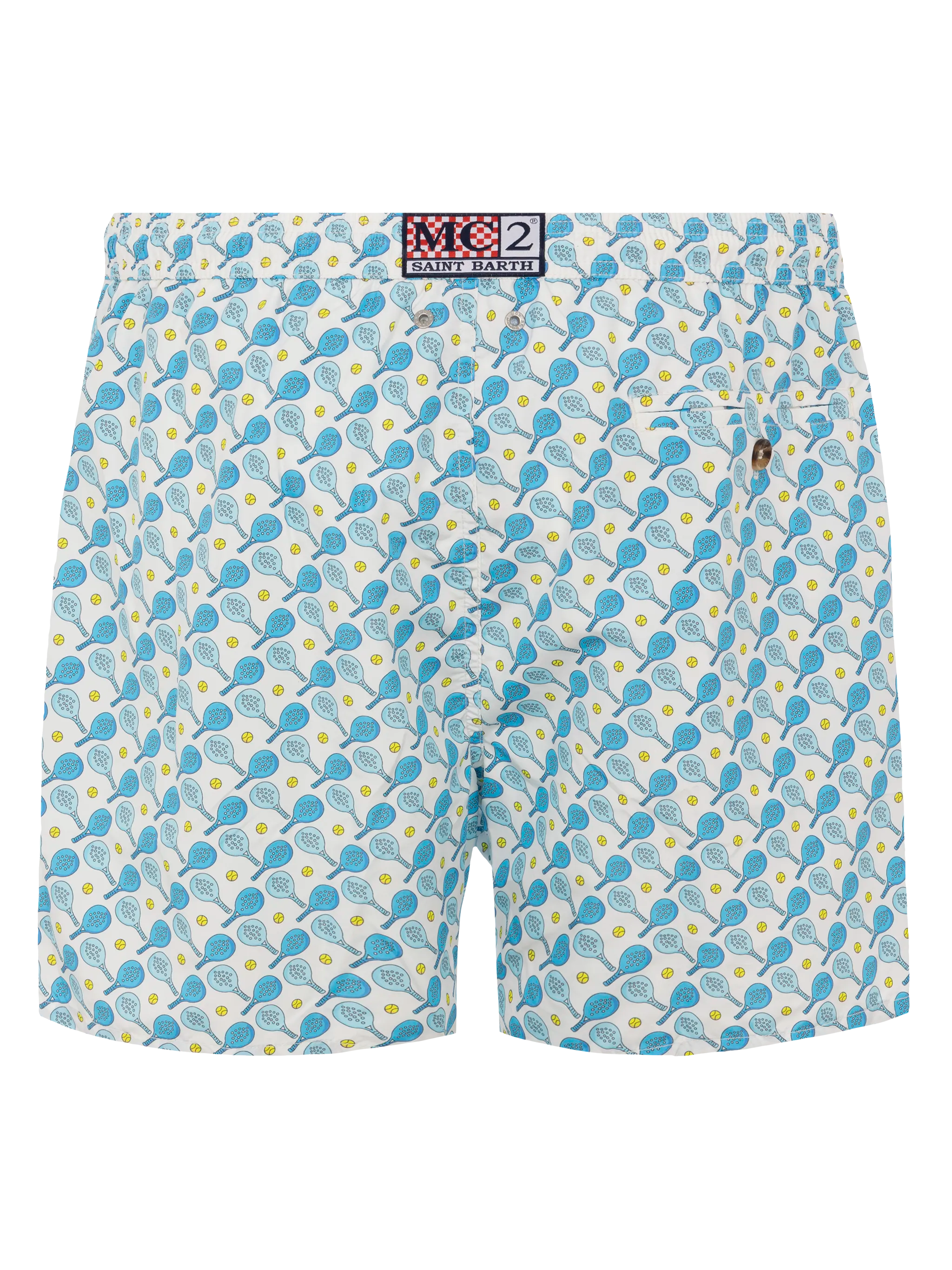 Lightweight Fabric Swim Shorts Lighting With Padel Print White Swimshort