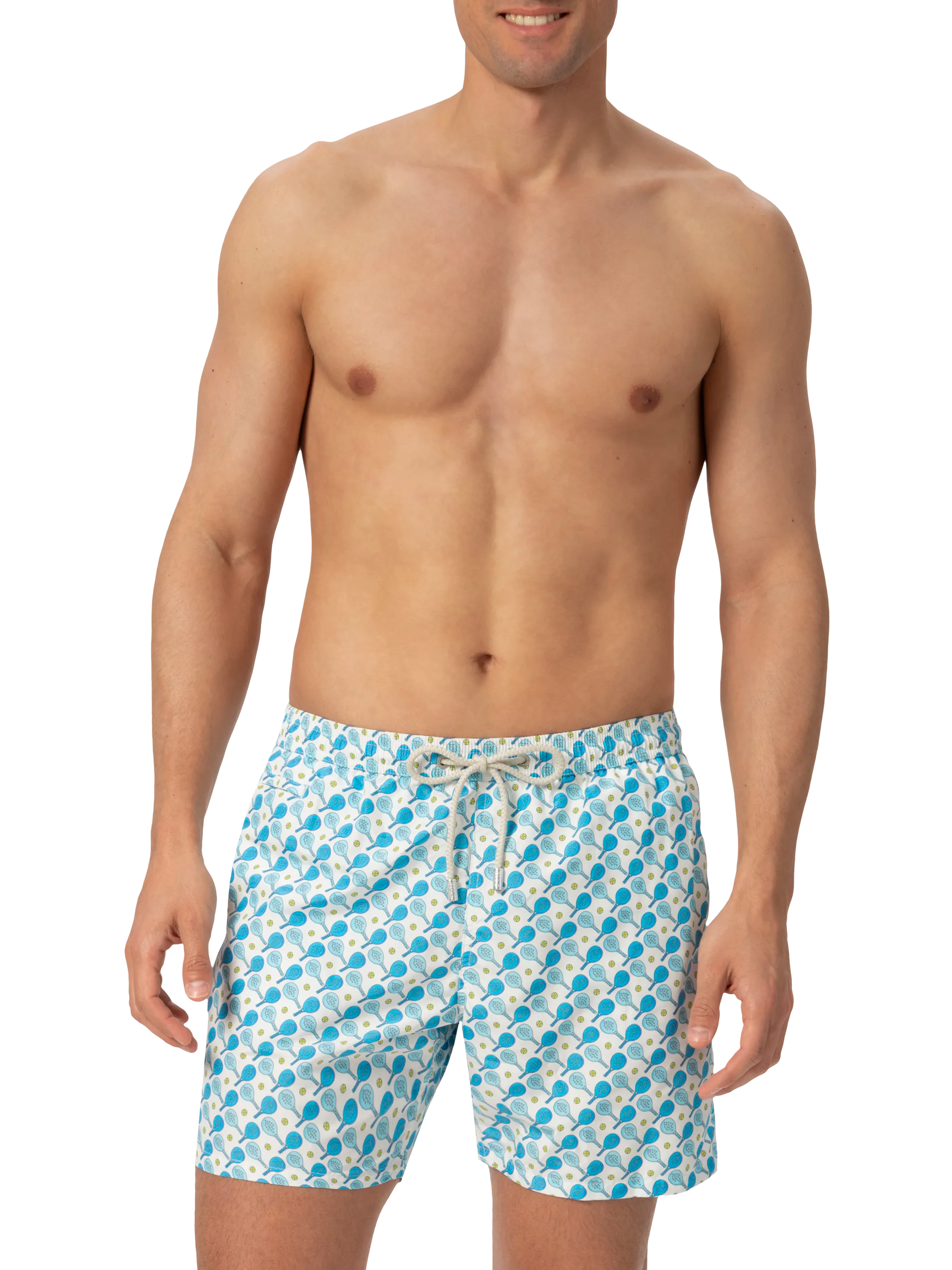 Lightweight Fabric Swim Shorts Lighting With Padel Print White Swimshort