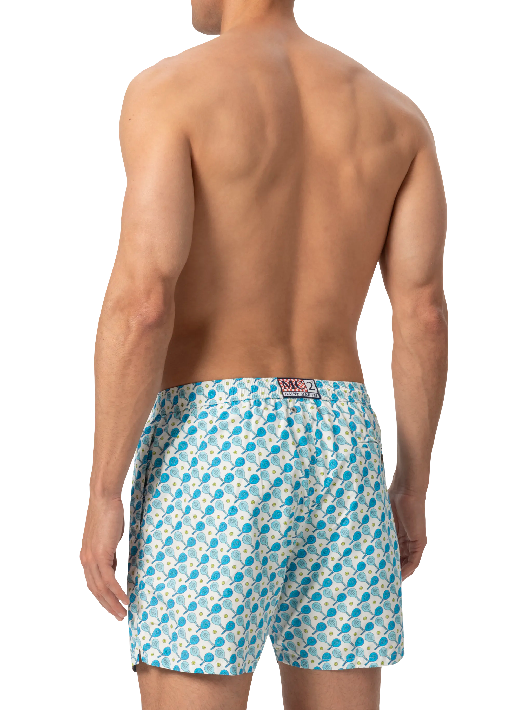 Lightweight Fabric Swim Shorts Lighting With Padel Print White Swimshort