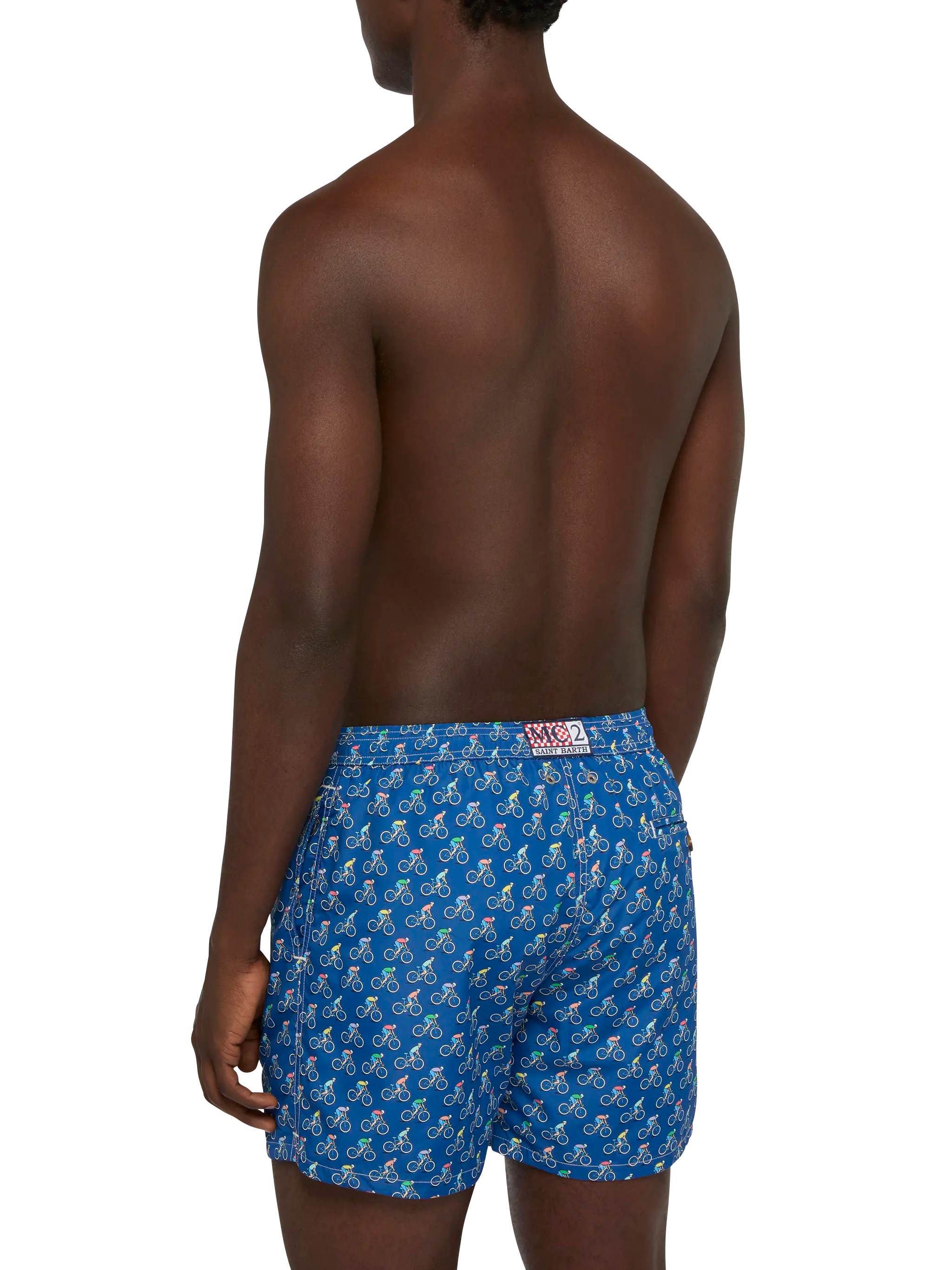 Lightweight Fabric Swim Shorts Lighting With Bikers Print Blue Swimshort