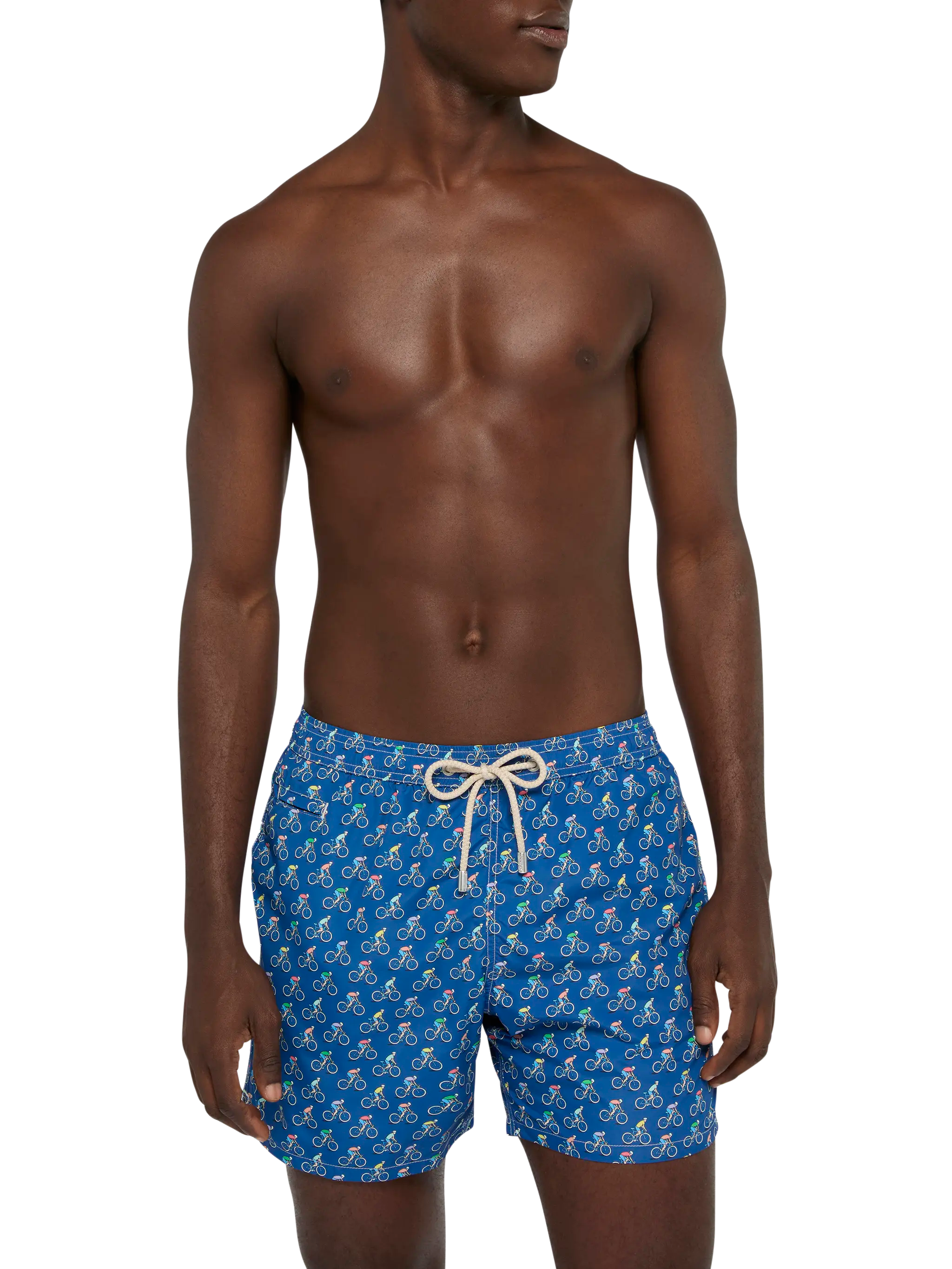 Lightweight Fabric Swim Shorts Lighting With Bikers Print Blue Swimshort