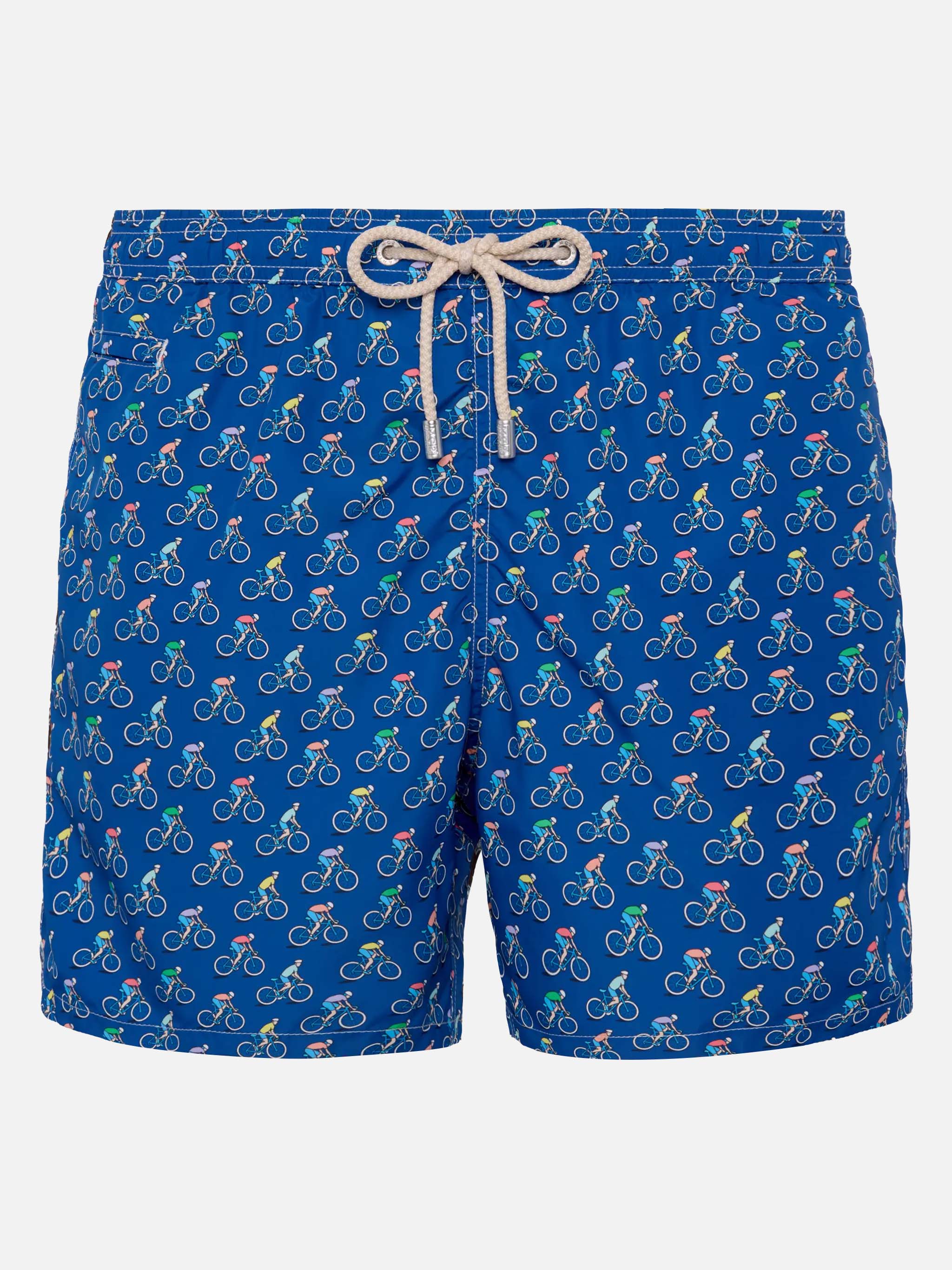 Lightweight Fabric Swim Shorts Lighting With Bikers Print Blue Swimshort