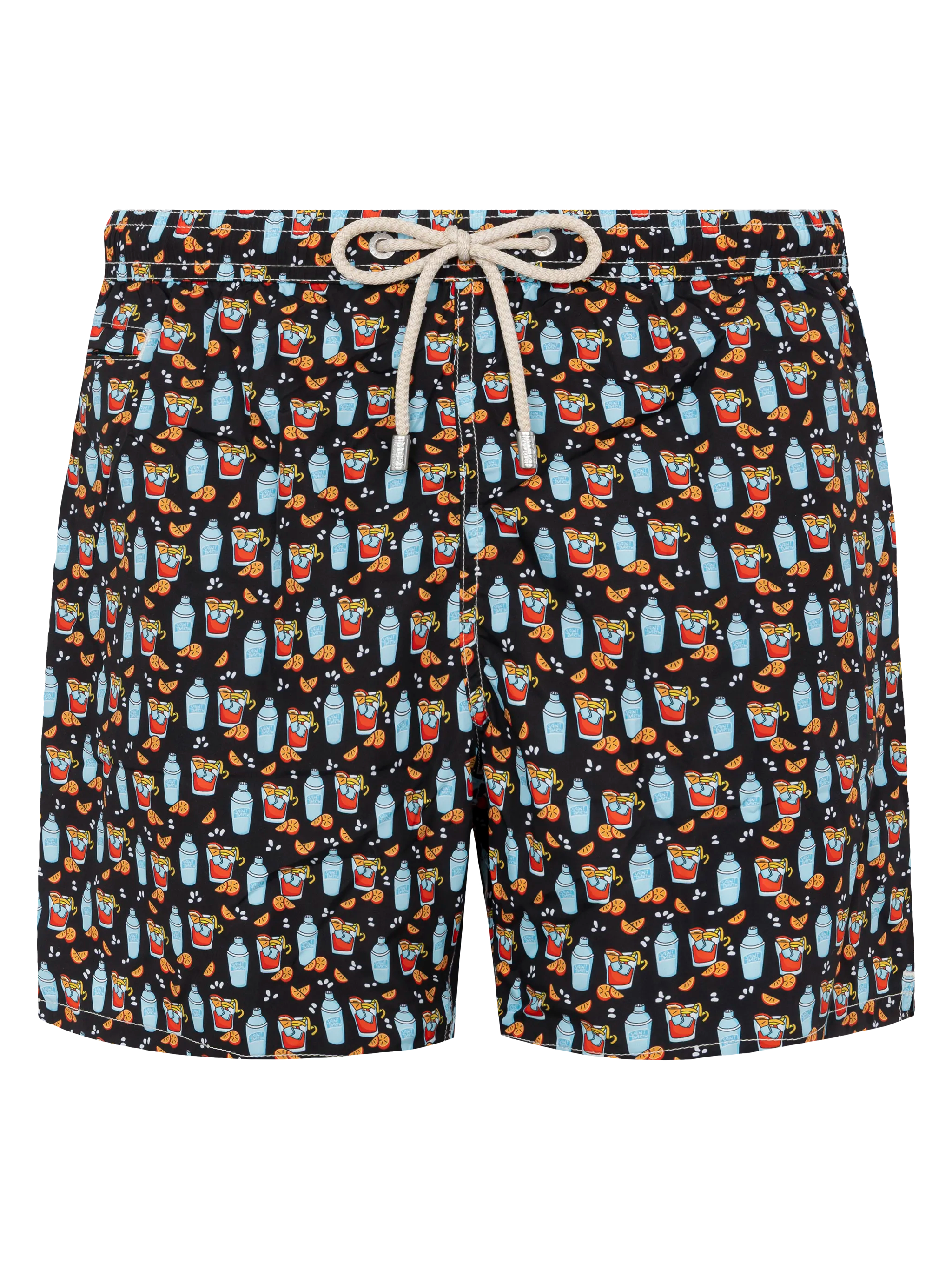 Lightweight Fabric Swim Shorts Lighting With Negroni Print Black Swimshort