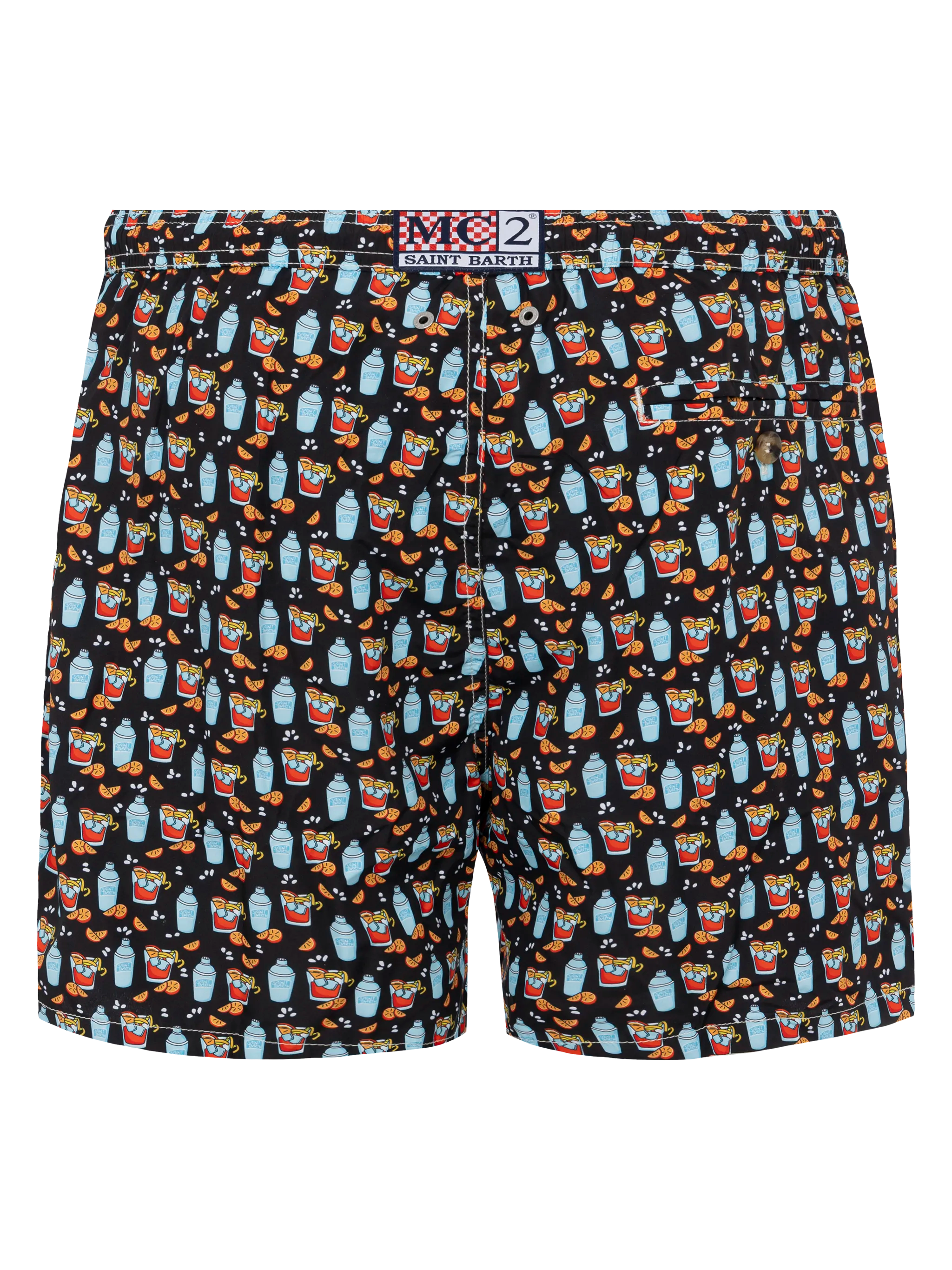 Lightweight Fabric Swim Shorts Lighting With Negroni Print Black Swimshort
