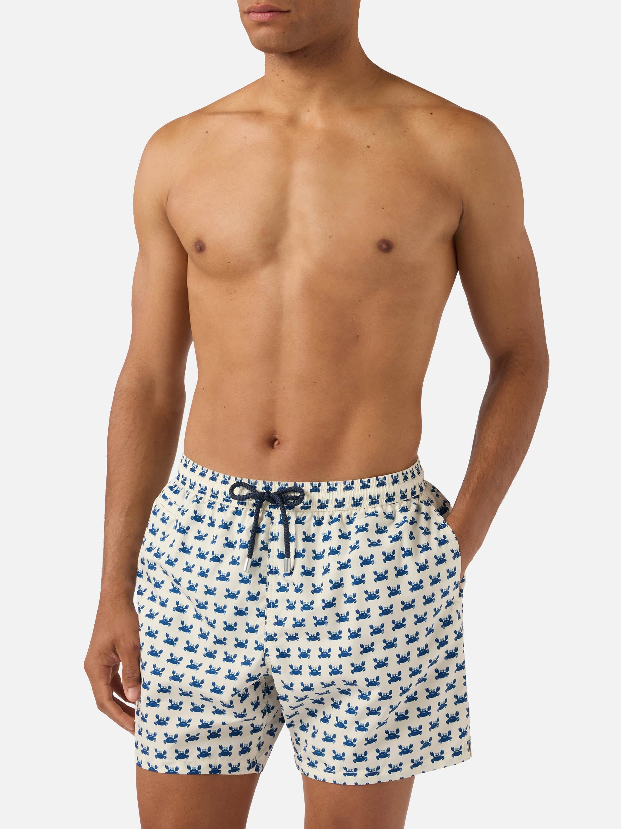 White Lighting Micro Swim Shorts With Crab All-Over Print Swimshort