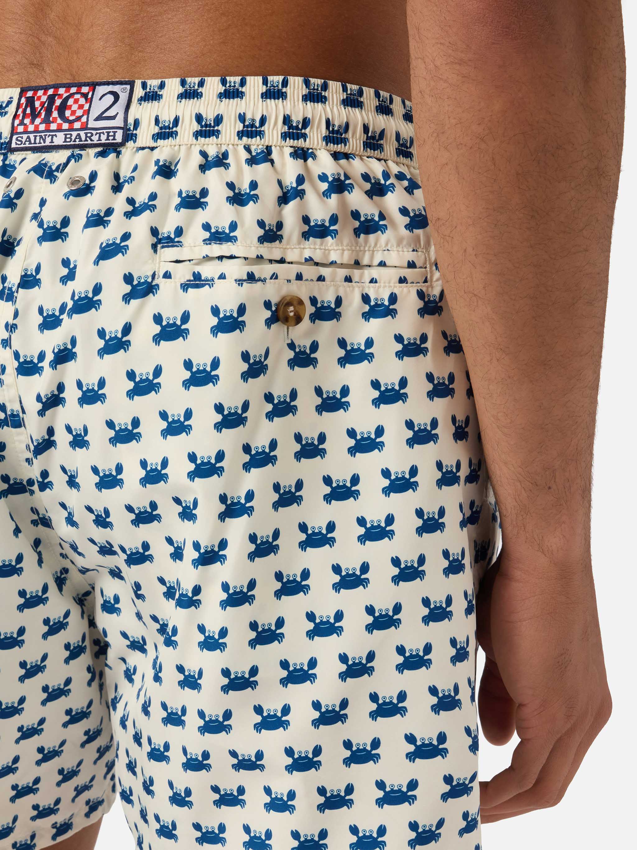 White Lighting Micro Swim Shorts With Crab All-Over Print Swimshort