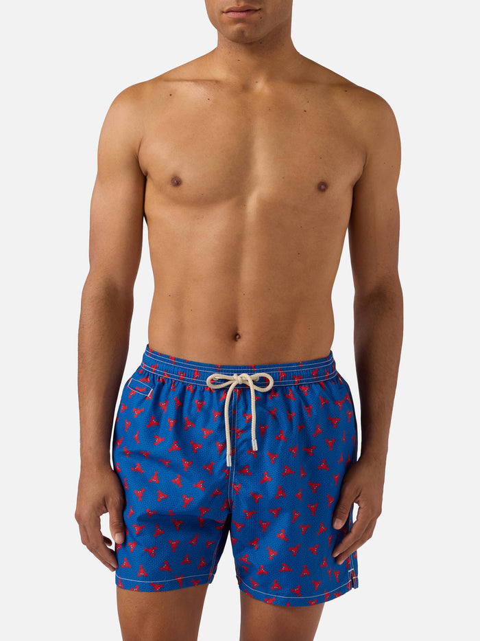 Navy Lighting Micro Swim Shorts With Mini Lobster All-Over Print Blue Swimshort