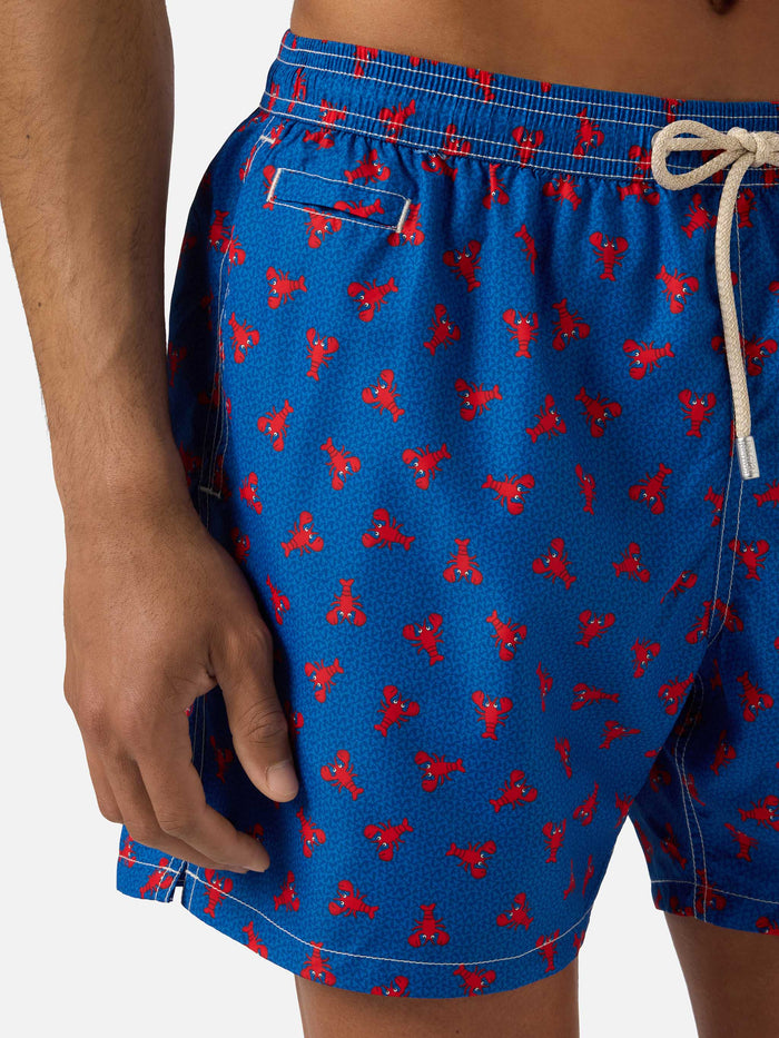 Navy Lighting Micro Swim Shorts With Mini Lobster All-Over Print Blue Swimshort