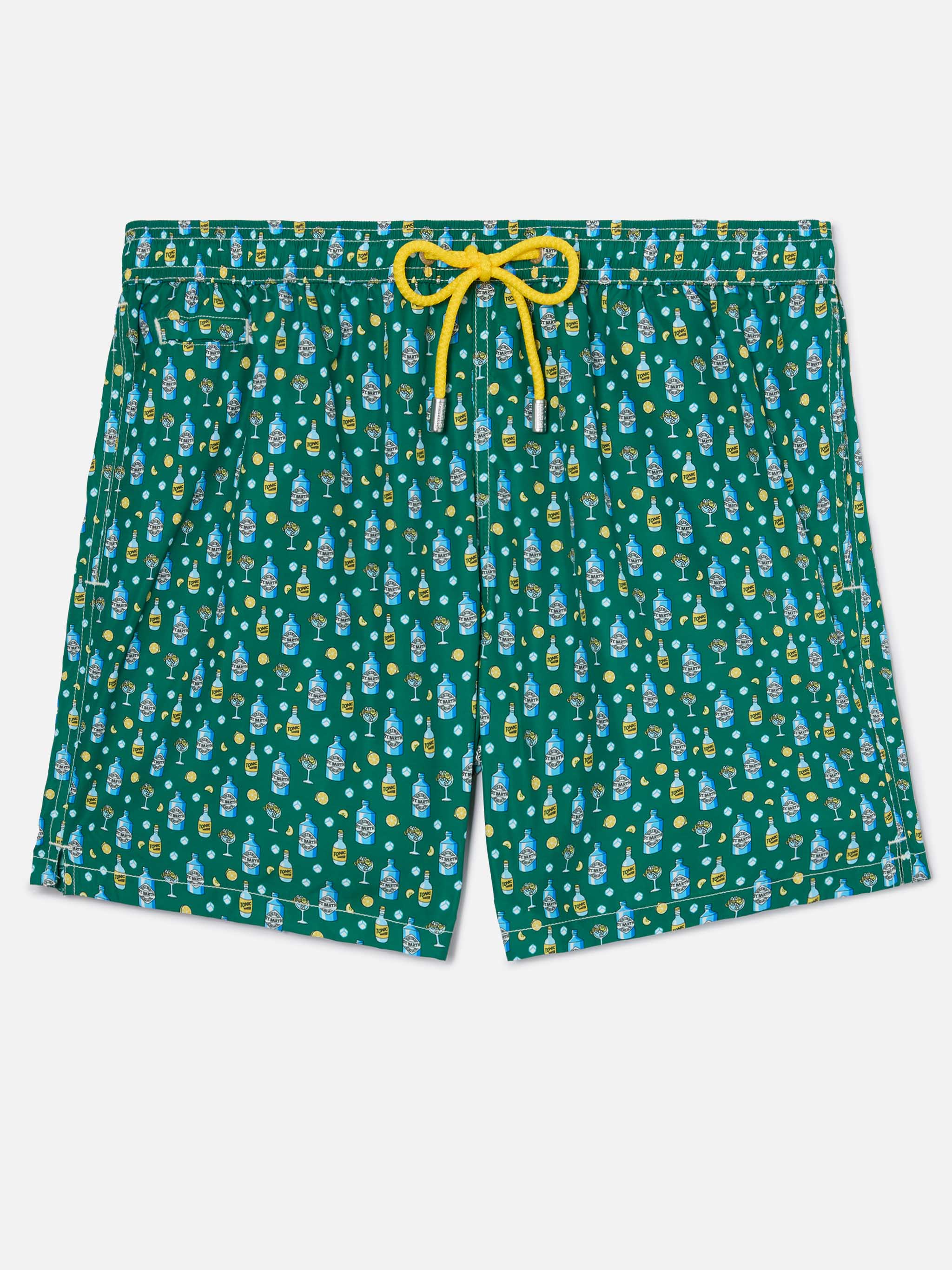Green Lighting Micro Swim Shorts With Gin And Cocktail Print Swimshort