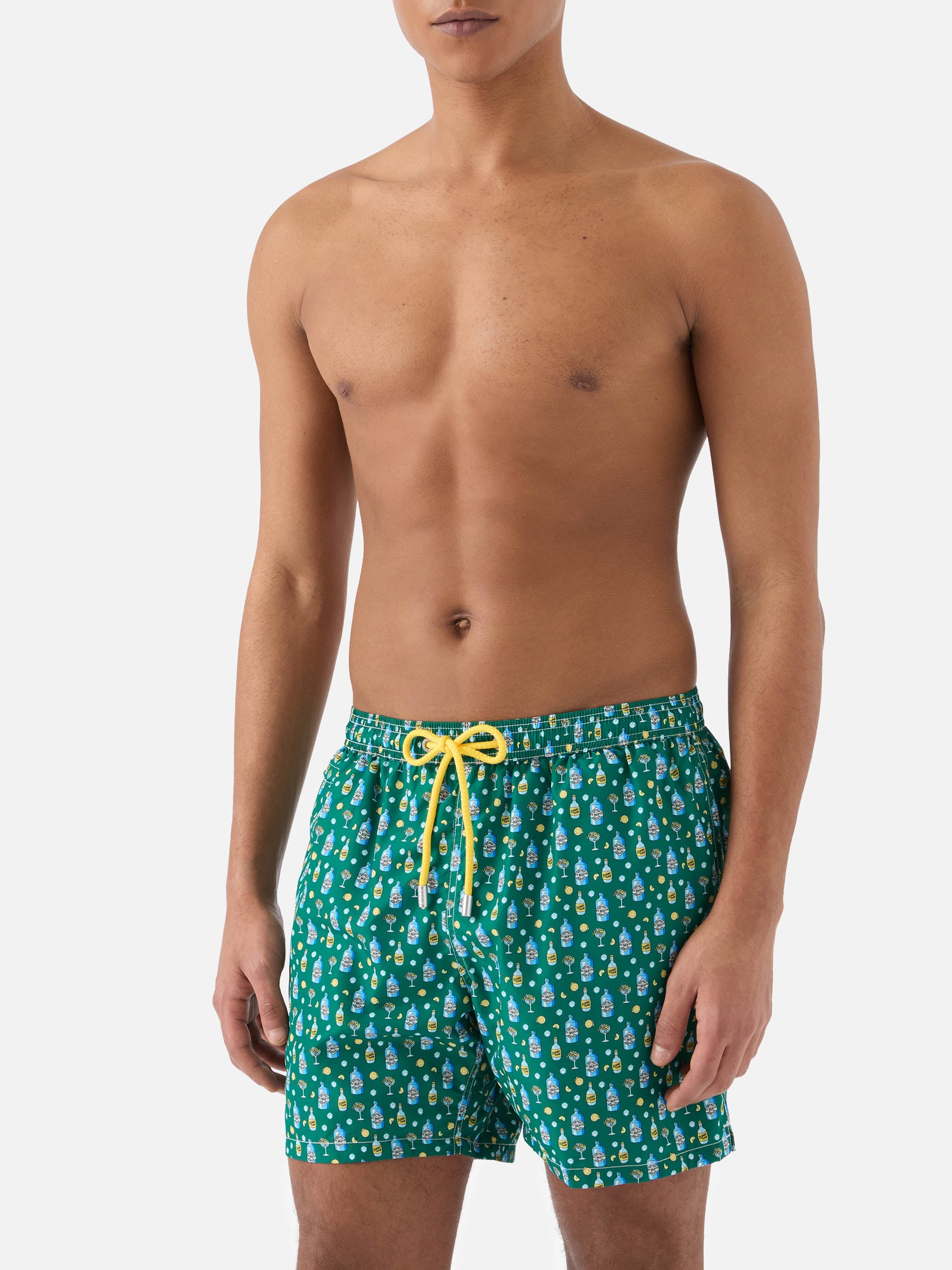 Green Lighting Micro Swim Shorts With Gin And Cocktail Print Swimshort