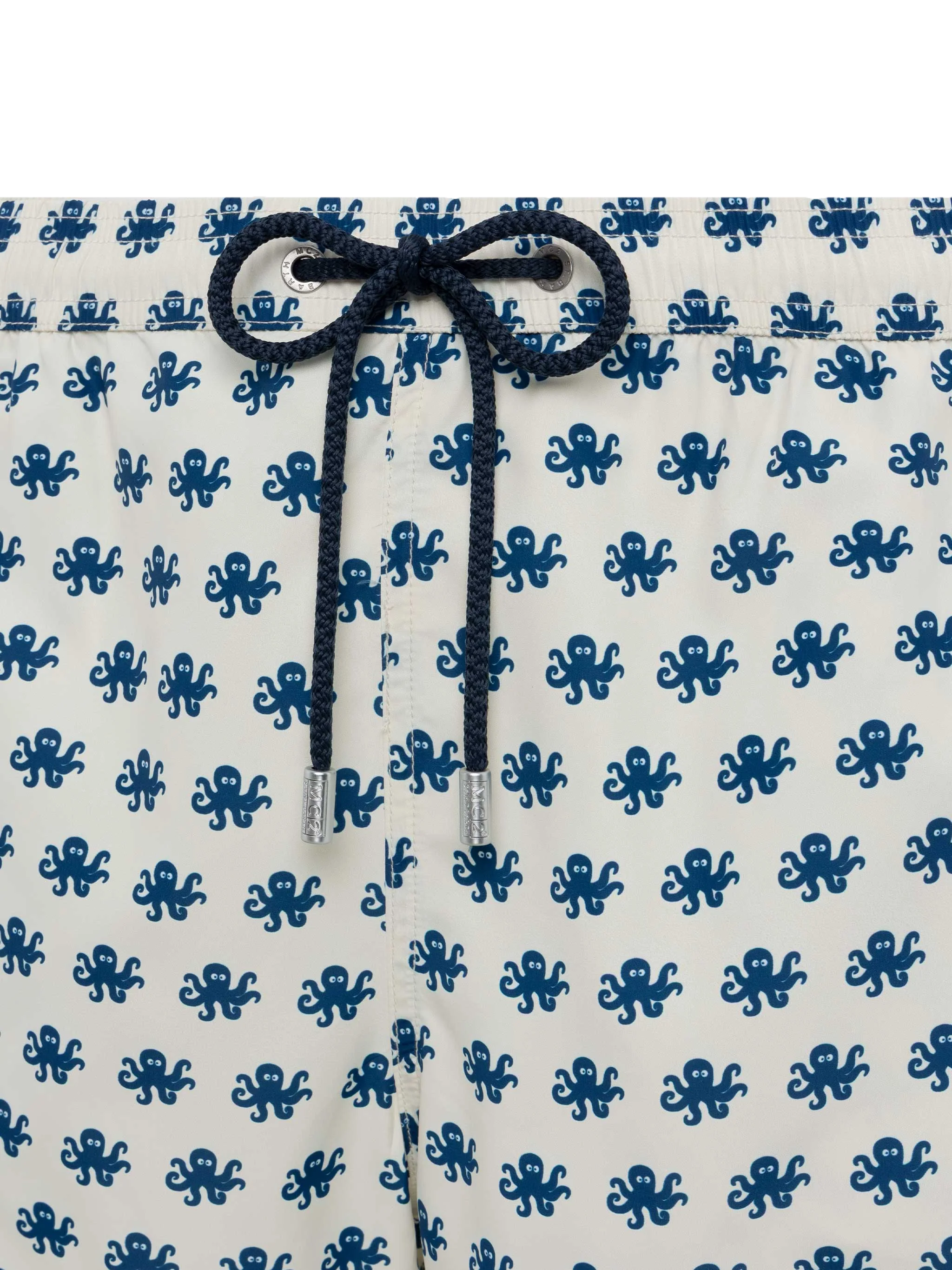 Lightweight Fabric Swim Shorts Lighting With Octopus Print White Swimshort