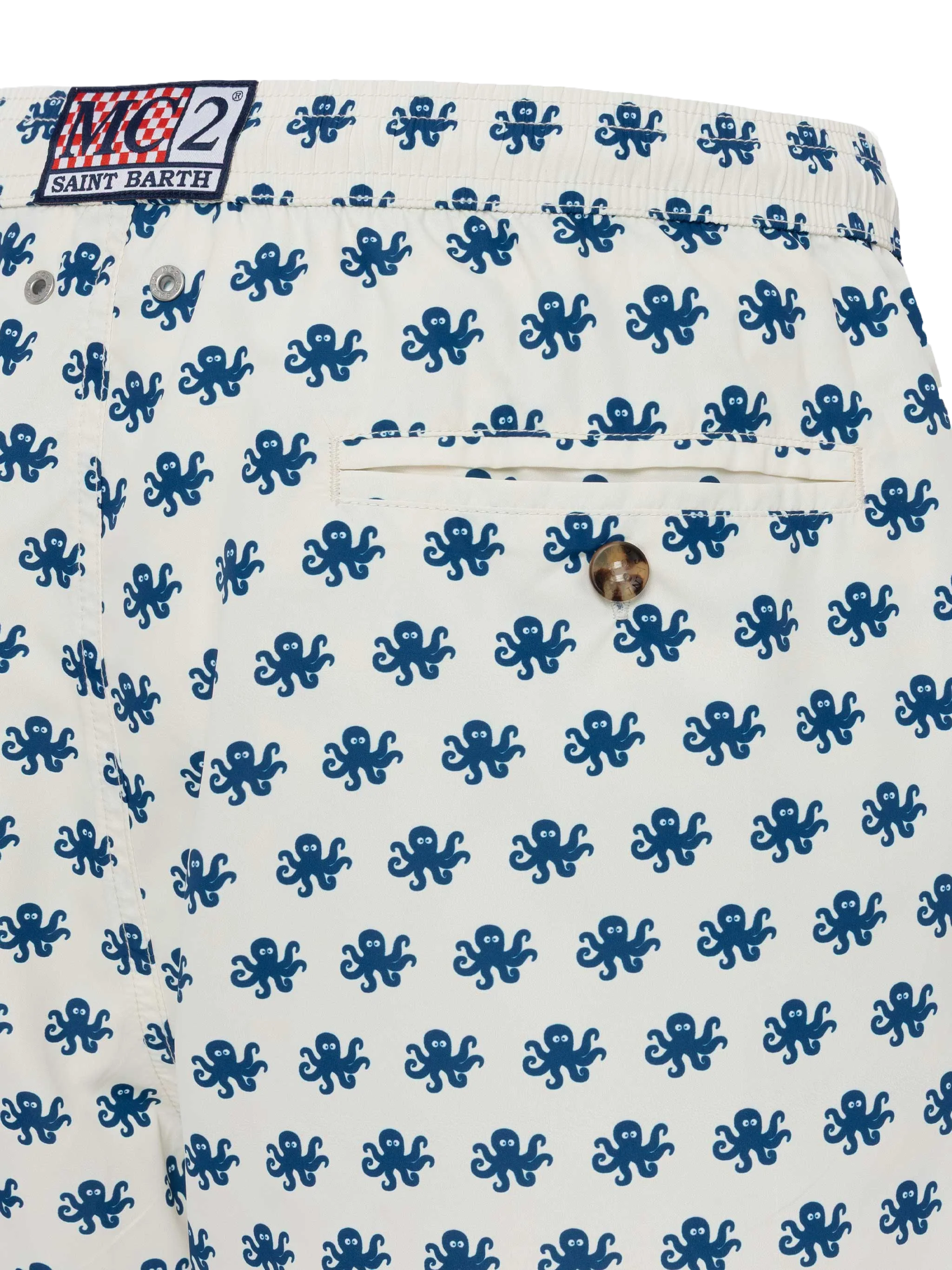 Lightweight Fabric Swim Shorts Lighting With Octopus Print White Swimshort