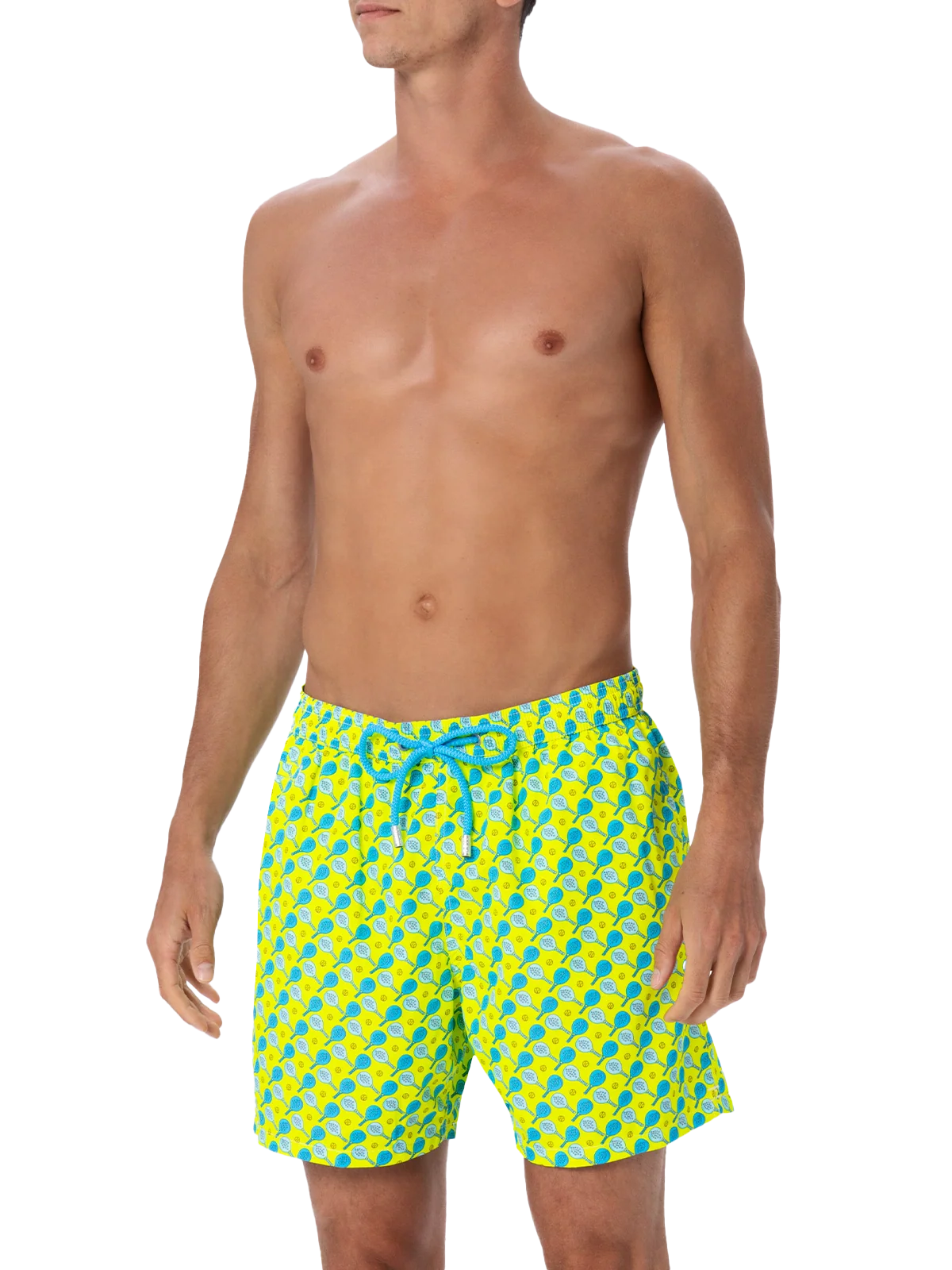 Man Lightweight Fabric Swim-Shorts Lighting Micro Fantasy With Padel Print Yellow Swimshort