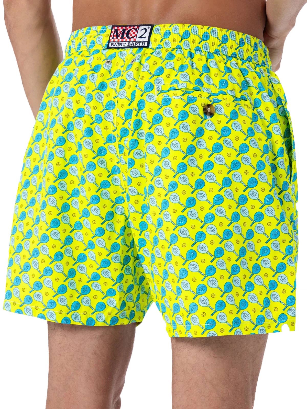 Man Lightweight Fabric Swim-Shorts Lighting Micro Fantasy With Padel Print Yellow Swimshort