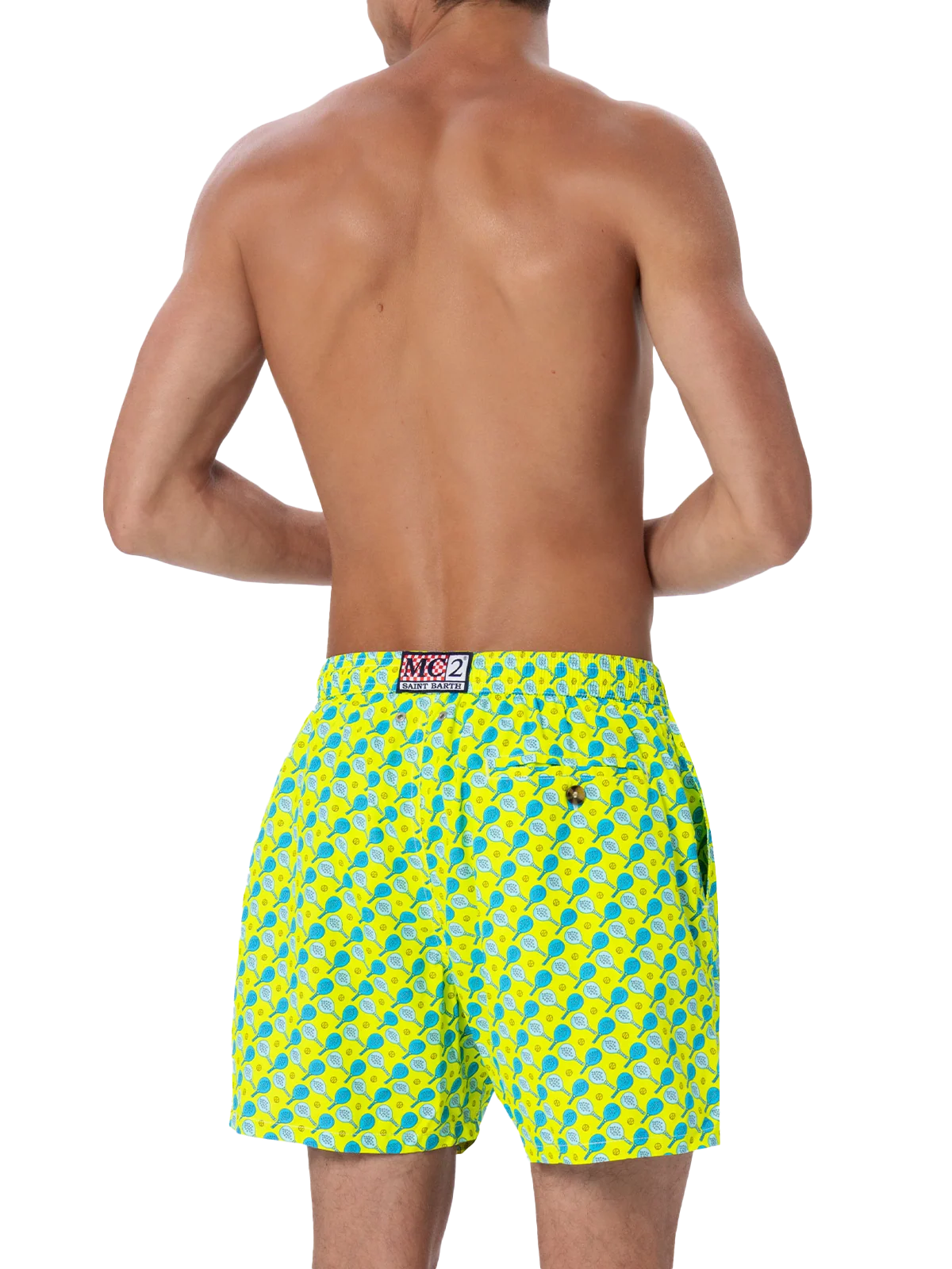 Man Lightweight Fabric Swim-Shorts Lighting Micro Fantasy With Padel Print Yellow Swimshort
