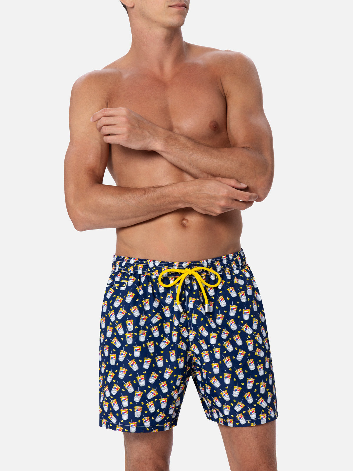 Man Lightweight Fabric Swim-Shorts Lighting Micro Fantasy With Estathè Pack Print|estathe Ferrero Special Edition Blue Swimshort