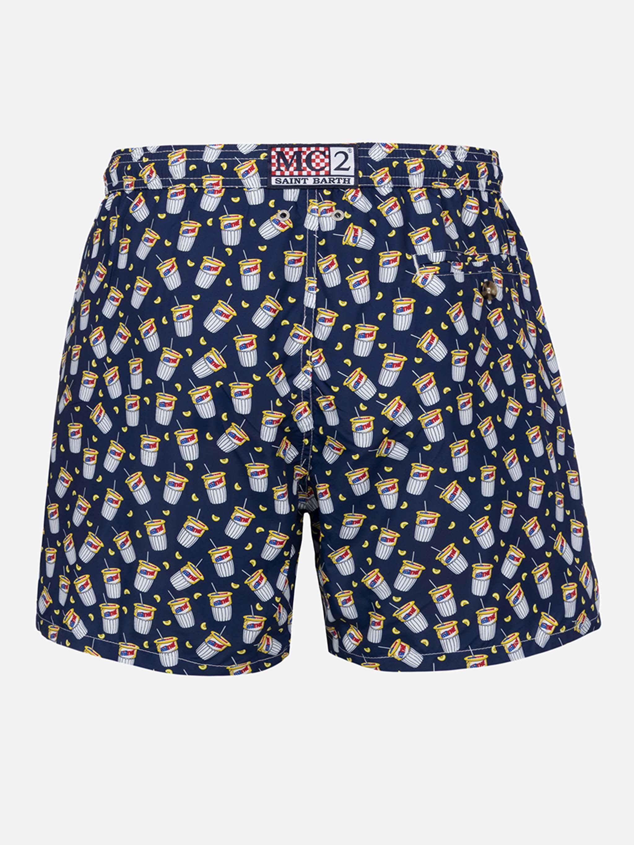 Man Lightweight Fabric Swim-Shorts Lighting Micro Fantasy With Estathè Pack Print|estathe Ferrero Special Edition Blue Swimshort