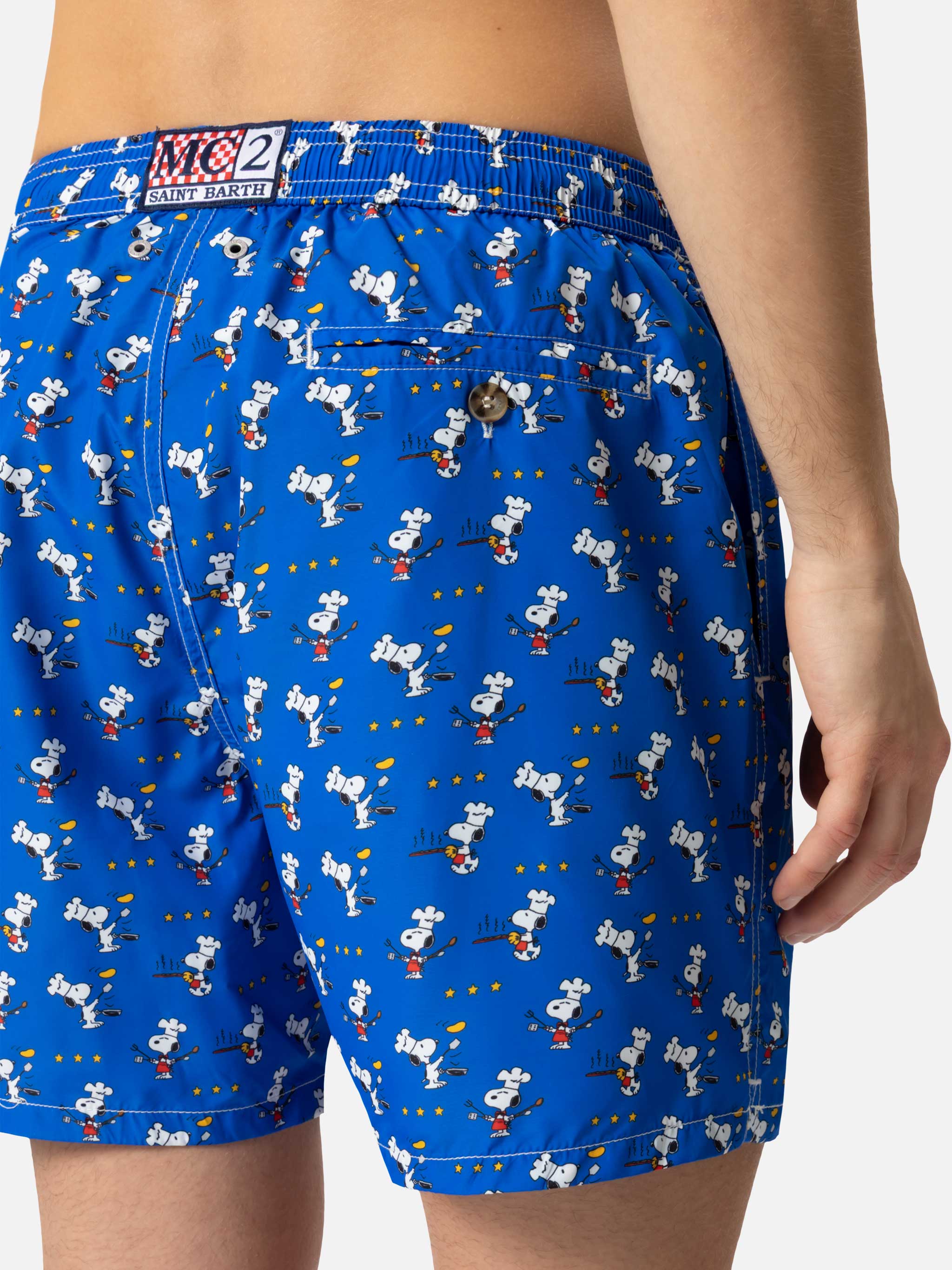 Lightweight Fabric Swim Shorts Lighting With Snoopy Chef Print | Peanuts® Special Edition Blue Swimshort