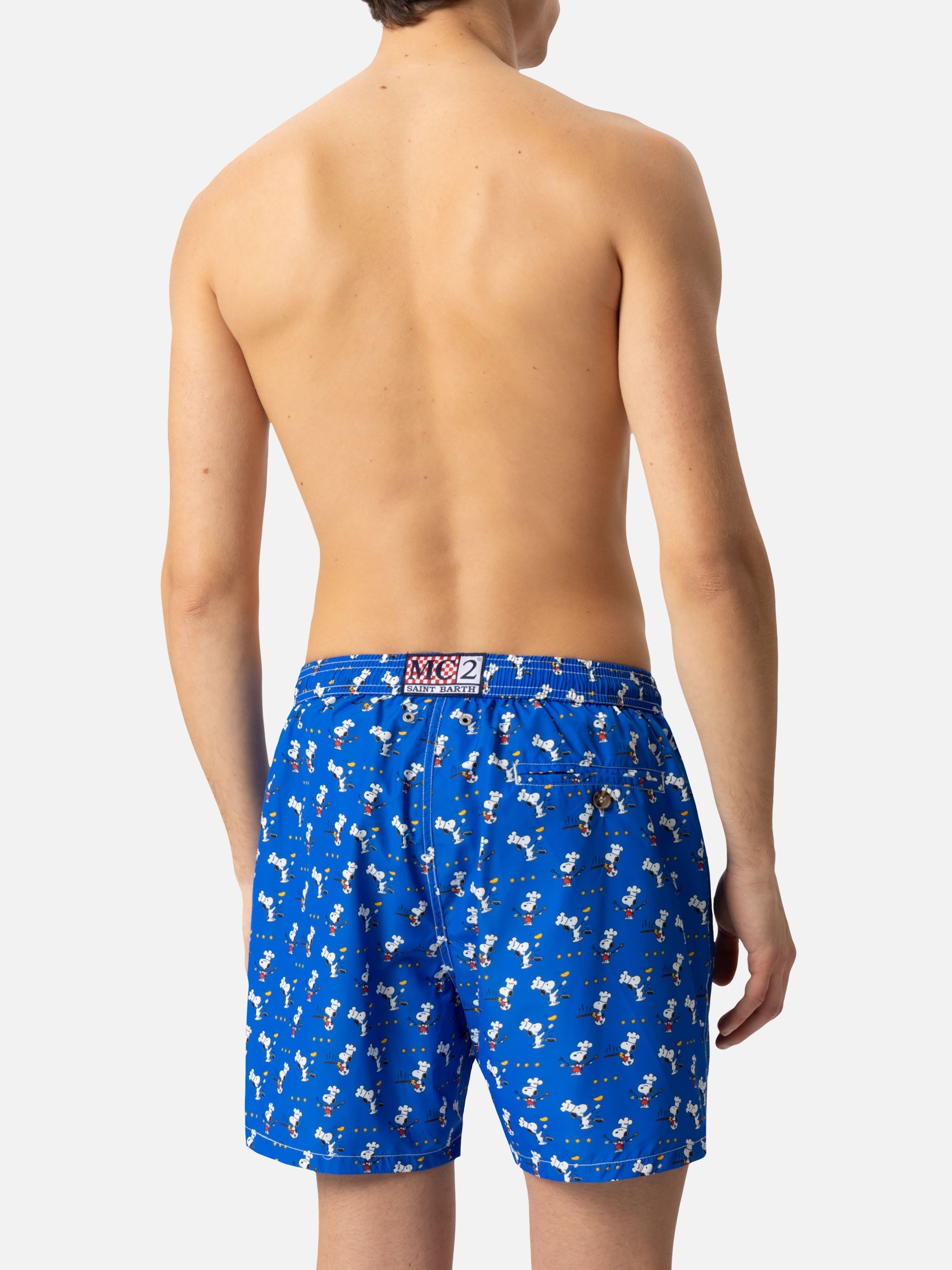 Lightweight Fabric Swim Shorts Lighting With Snoopy Chef Print | Peanuts® Special Edition Blue Swimshort