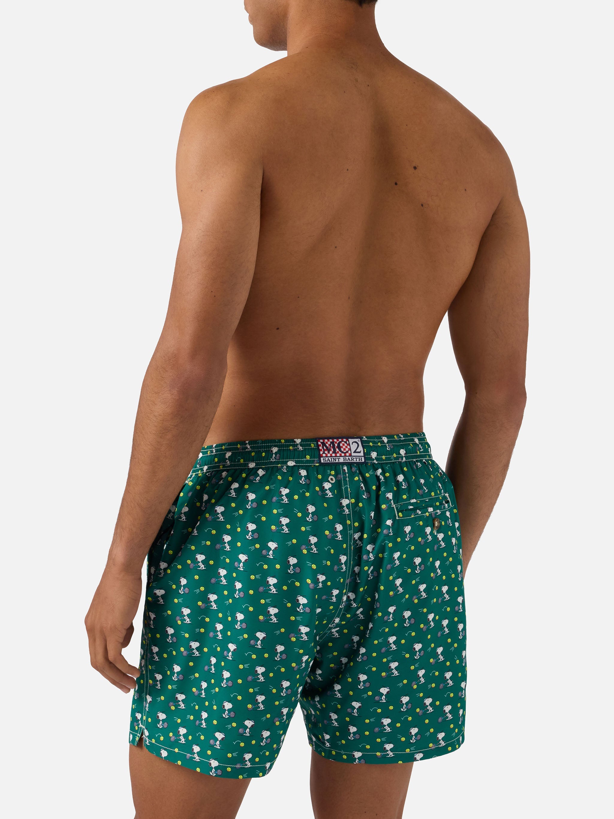 Green Lighting Micro Swim Shorts With Snoopy Tennis Print | Special Edition Swimshort