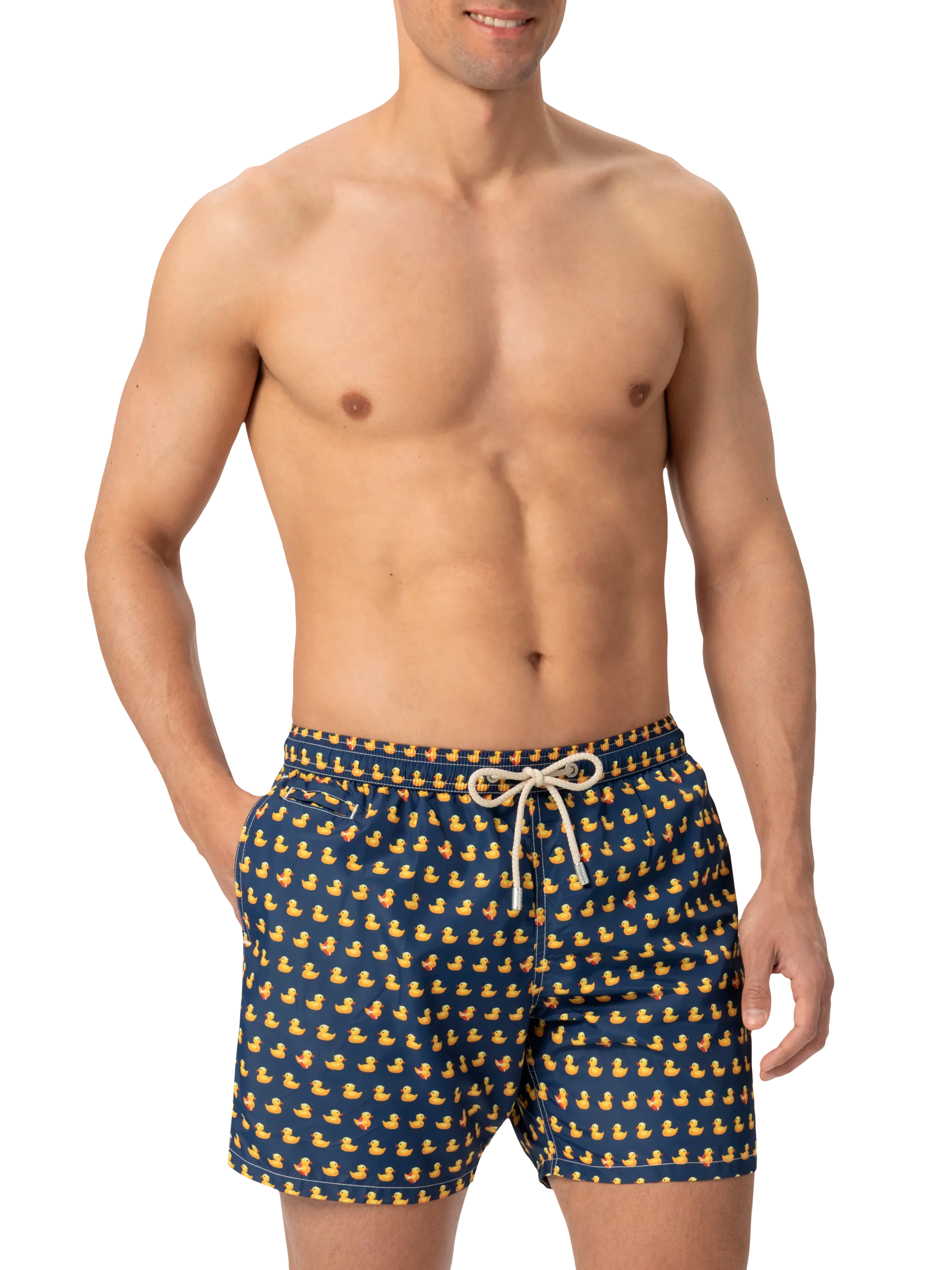 Lightweight Fabric Swim Shorts Lighting With Ducky Print Blue Swimshort