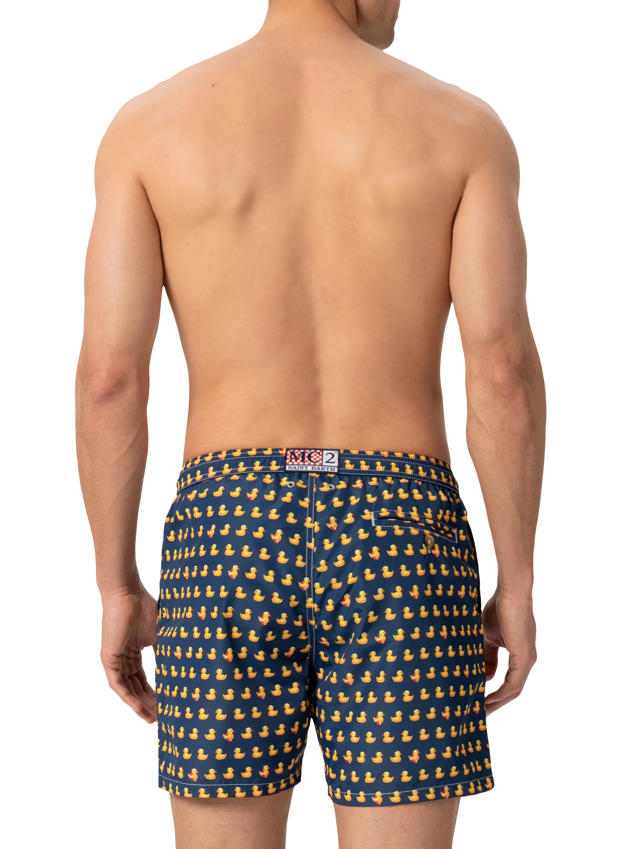 Lightweight Fabric Swim Shorts Lighting With Ducky Print Blue Swimshort