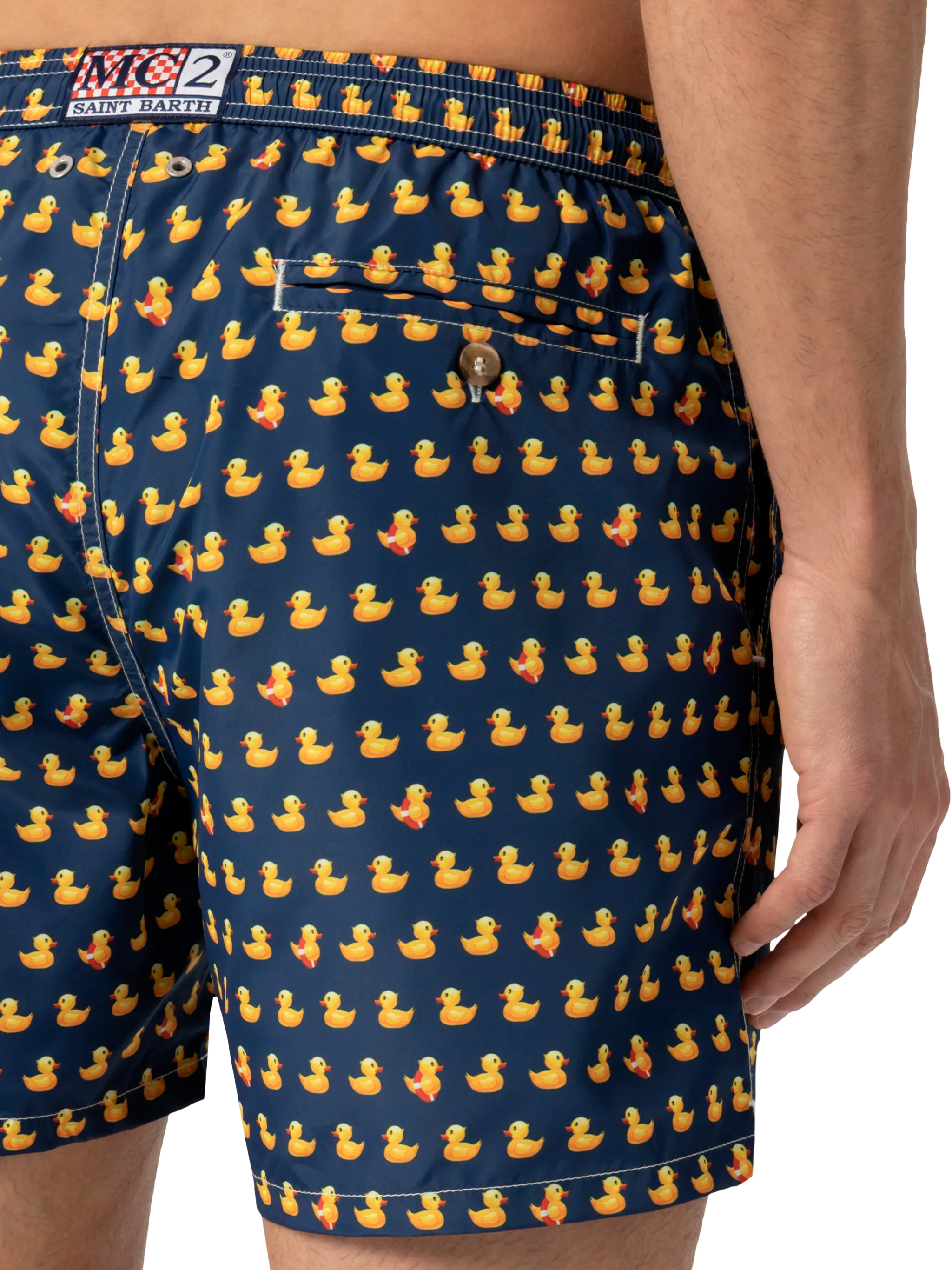 Lightweight Fabric Swim Shorts Lighting With Ducky Print Blue Swimshort
