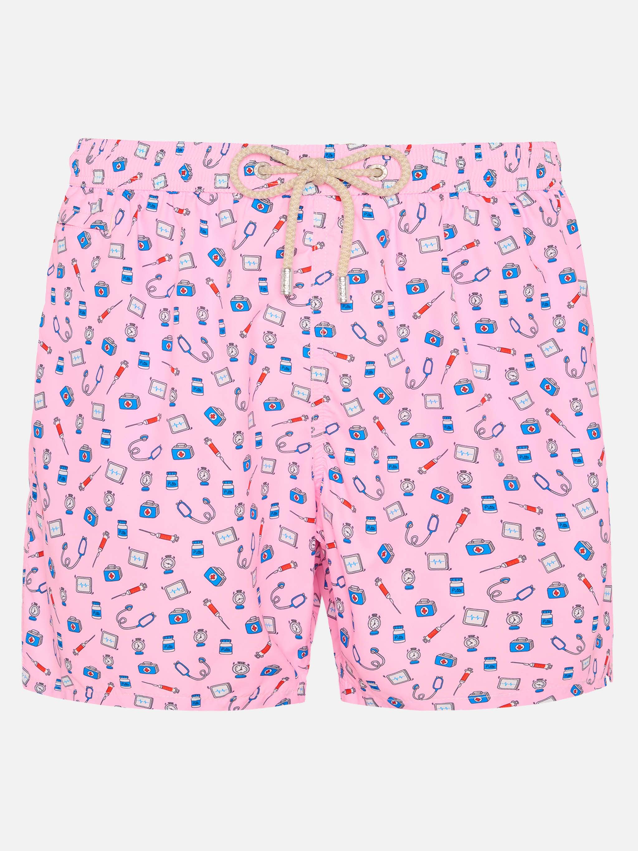 Lightweight Fabric Swim Shorts Lighting With Doctor Job Print Pink Swimshort