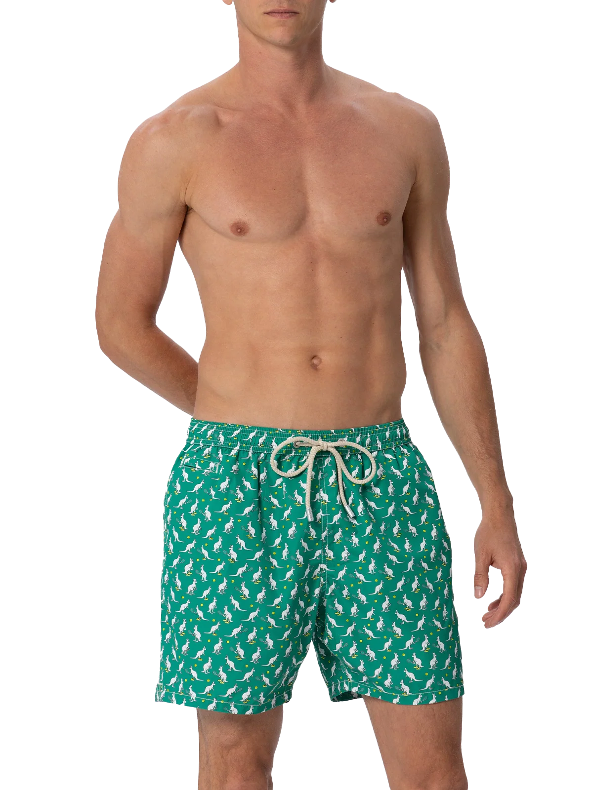 Man Lightweight Fabric Swim-Shorts Lighting Micro Fantasy With Australian Brand Logo Print | Special Edition Green Swimshort