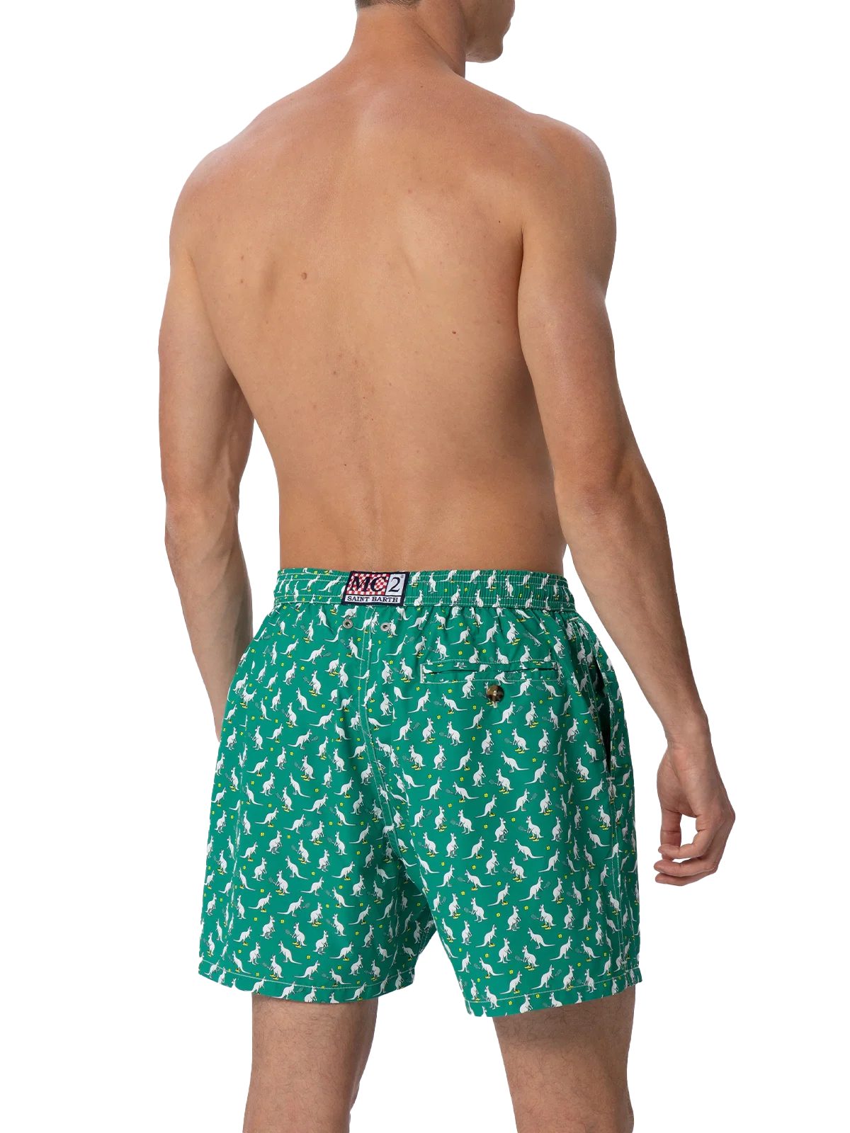 Man Lightweight Fabric Swim-Shorts Lighting Micro Fantasy With Australian Brand Logo Print | Special Edition Green Swimshort