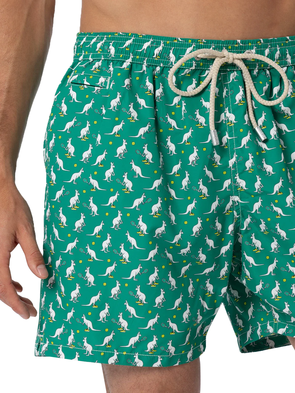 Man Lightweight Fabric Swim-Shorts Lighting Micro Fantasy With Australian Brand Logo Print | Special Edition Green Swimshort