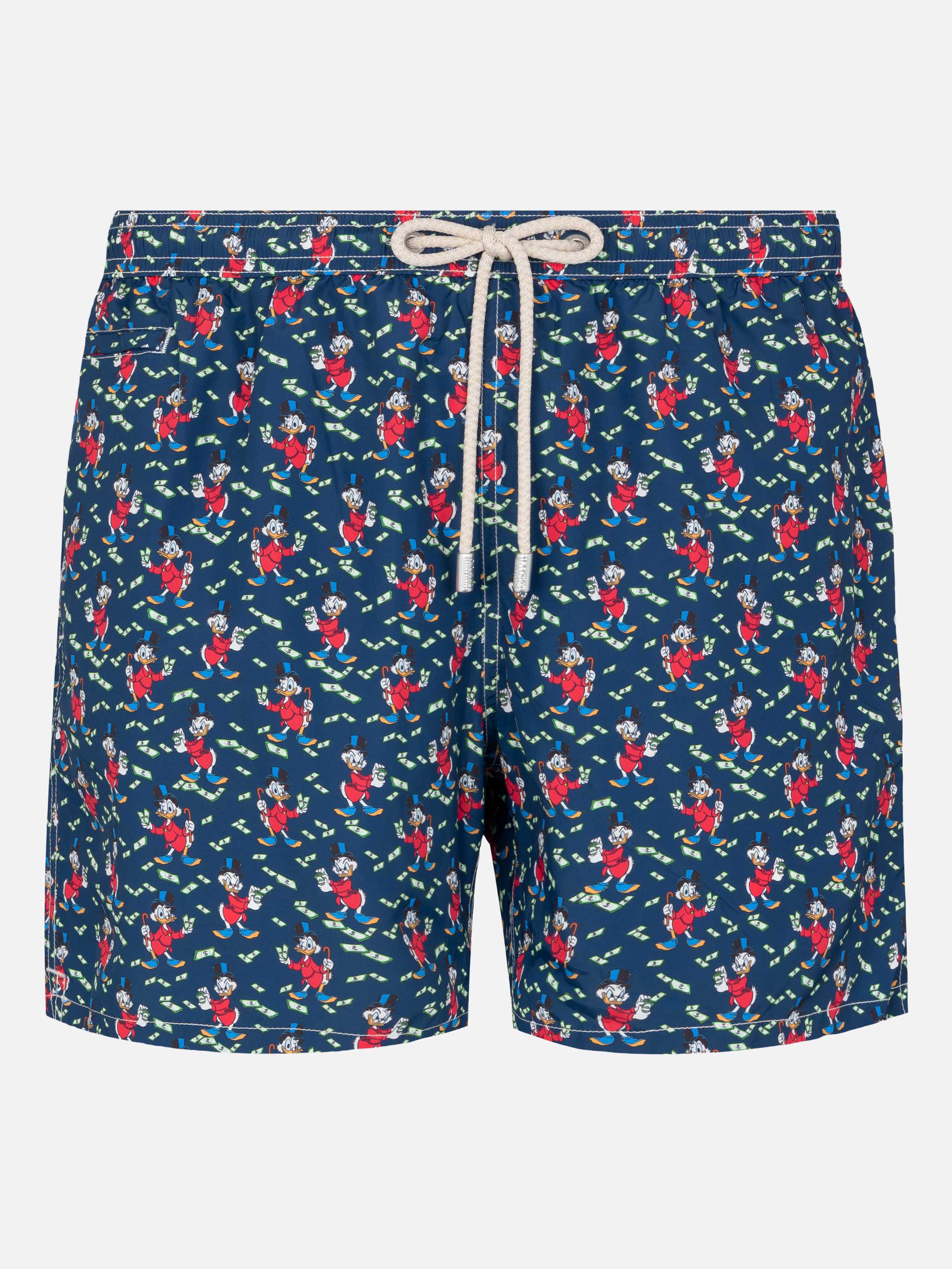 Lightweight Fabric Swim Shorts Lighting With Scrooge Print | Disney® Special Edition Blue Swimshort