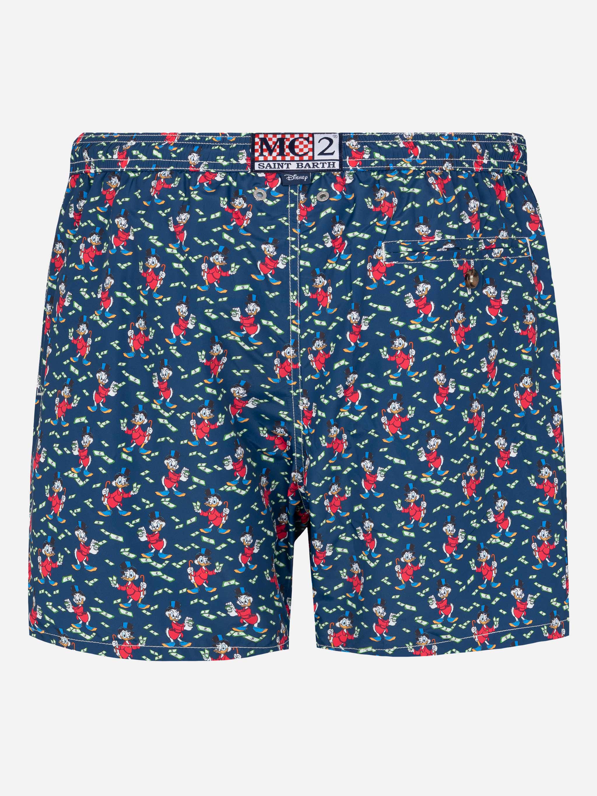 Lightweight Fabric Swim Shorts Lighting With Scrooge Print | Disney® Special Edition Blue Swimshort