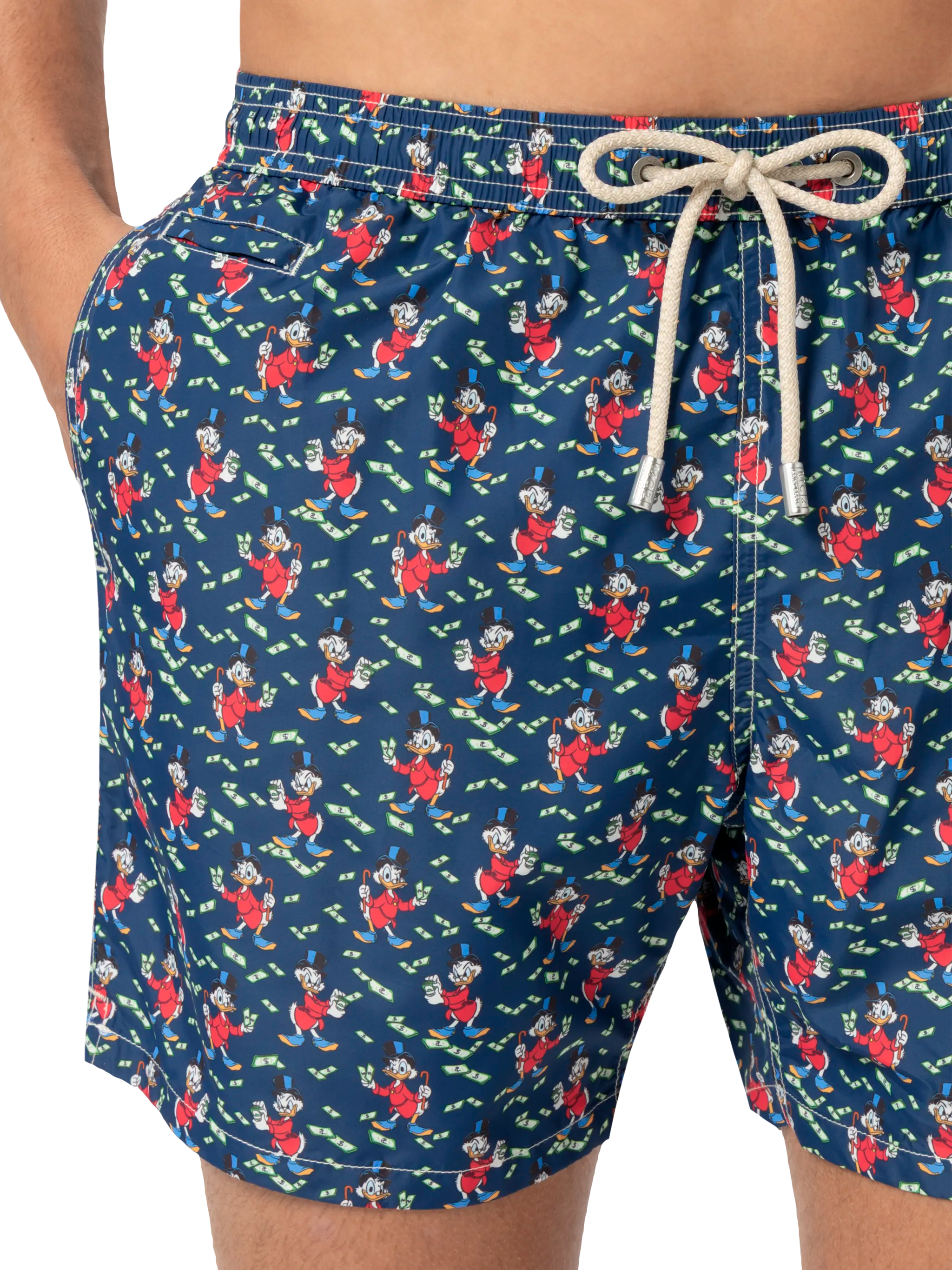 Lightweight Fabric Swim Shorts Lighting With Scrooge Print | Disney® Special Edition Blue Swimshort