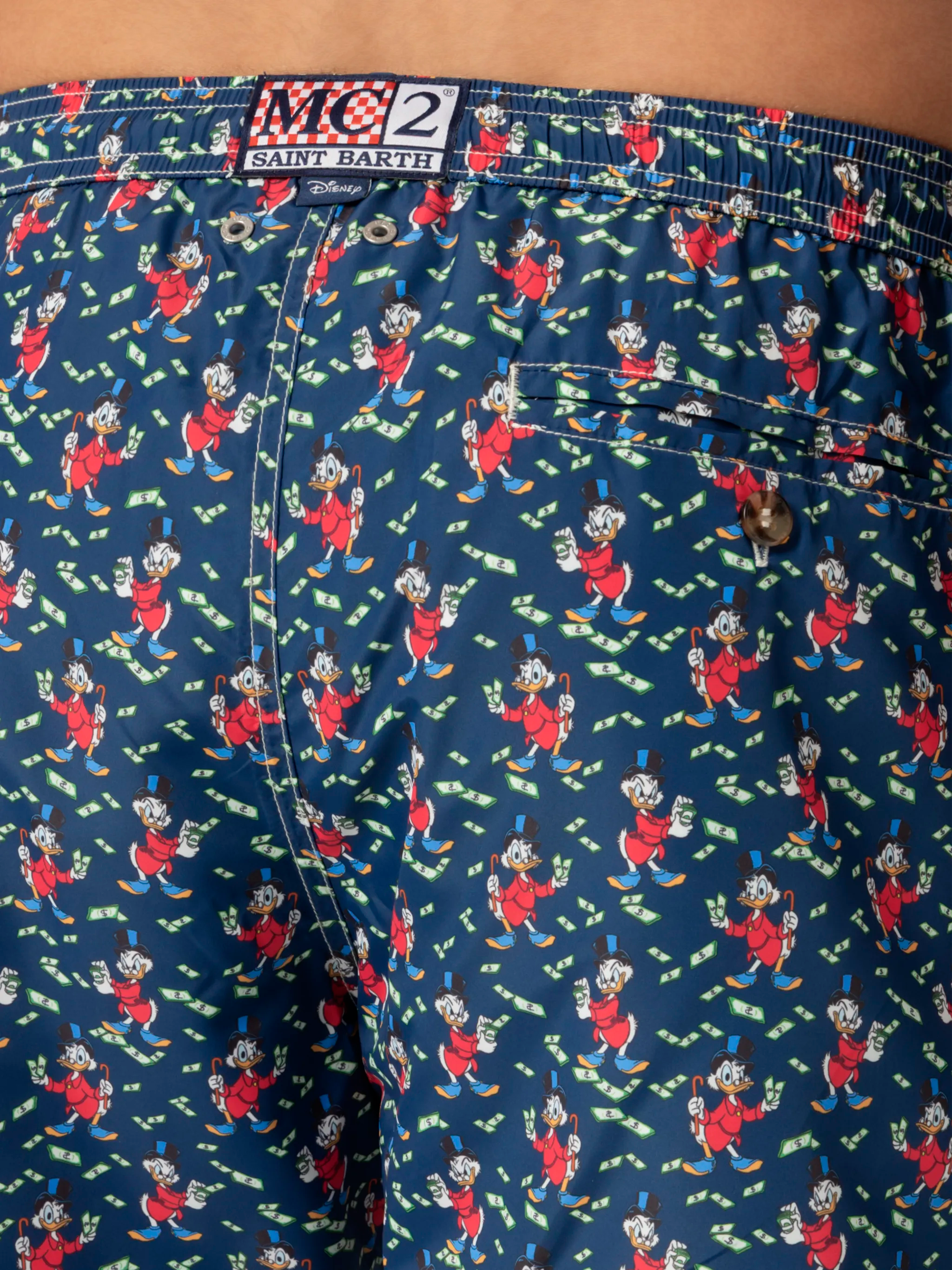 Lightweight Fabric Swim Shorts Lighting With Scrooge Print | Disney® Special Edition Blue Swimshort