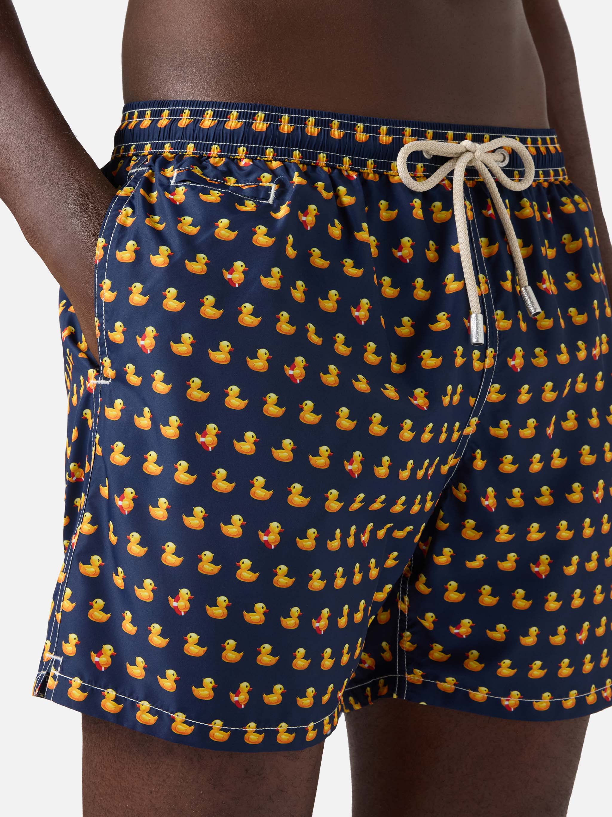 Navy Lighting Micro Swim Shorts With Rubber Duck All-Over Print Blue Swimshort