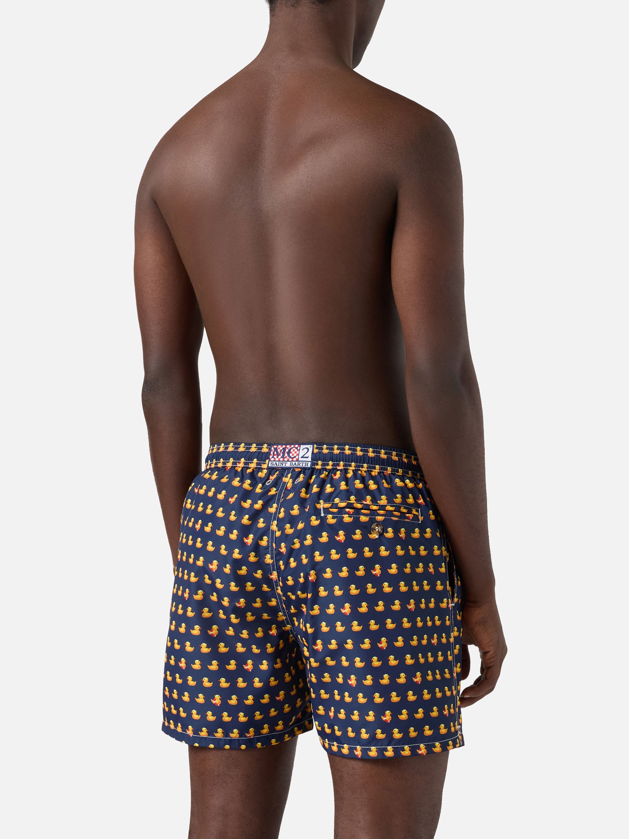 Navy Lighting Micro Swim Shorts With Rubber Duck All-Over Print Blue Swimshort