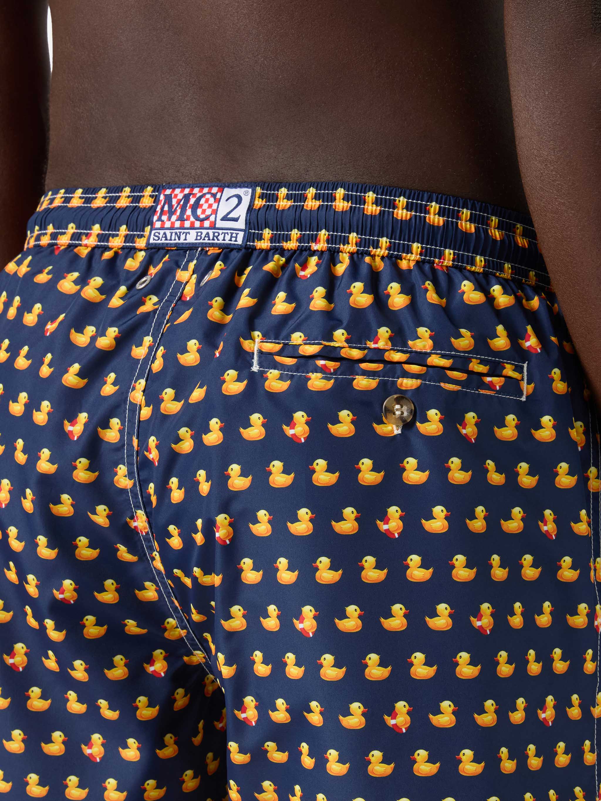 Navy Lighting Micro Swim Shorts With Rubber Duck All-Over Print Blue Swimshort