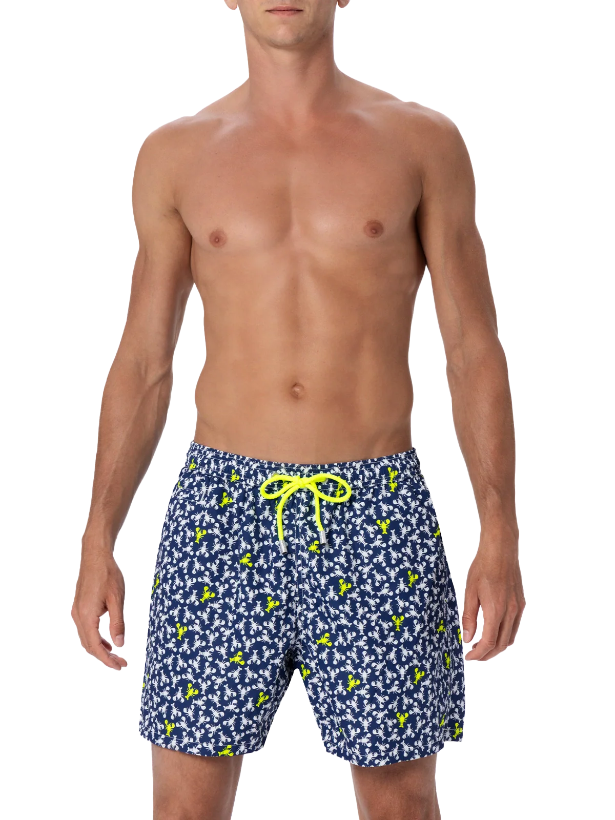 Man Lightweight Fabric Swim-Shorts Lighting Micro Fantasy With Loabster Print Blue Swimshort