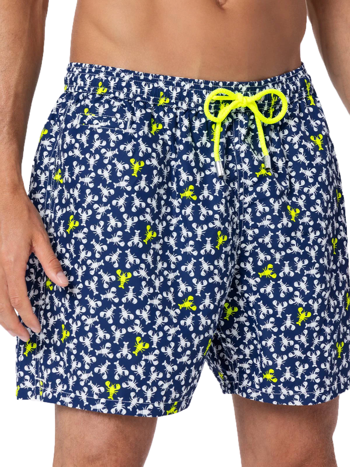 Man Lightweight Fabric Swim-Shorts Lighting Micro Fantasy With Loabster Print Blue Swimshort