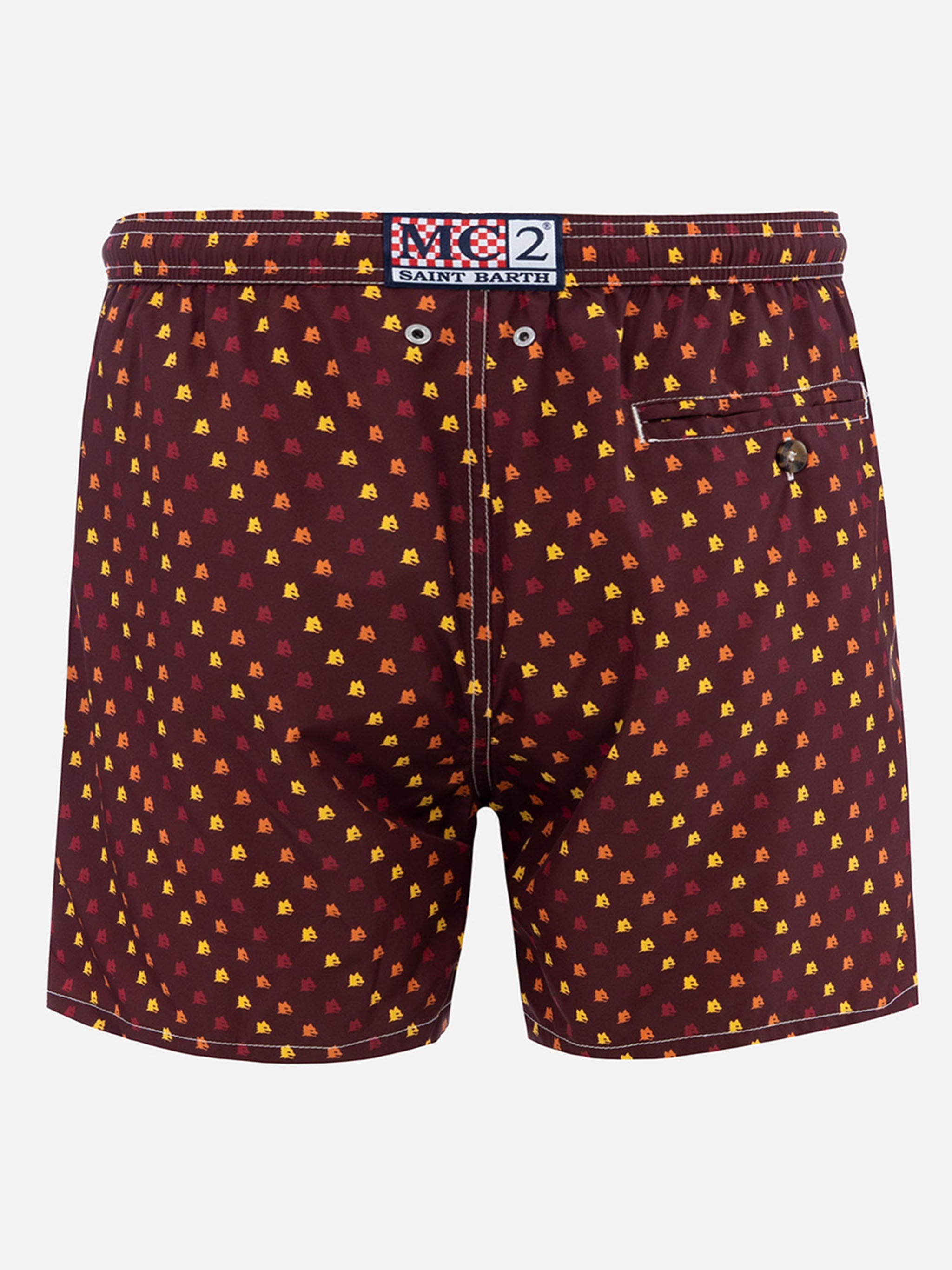 Lightweight Fabric Swim-Shorts Lighting With Roma Print | As Special Edition Red Swimshort