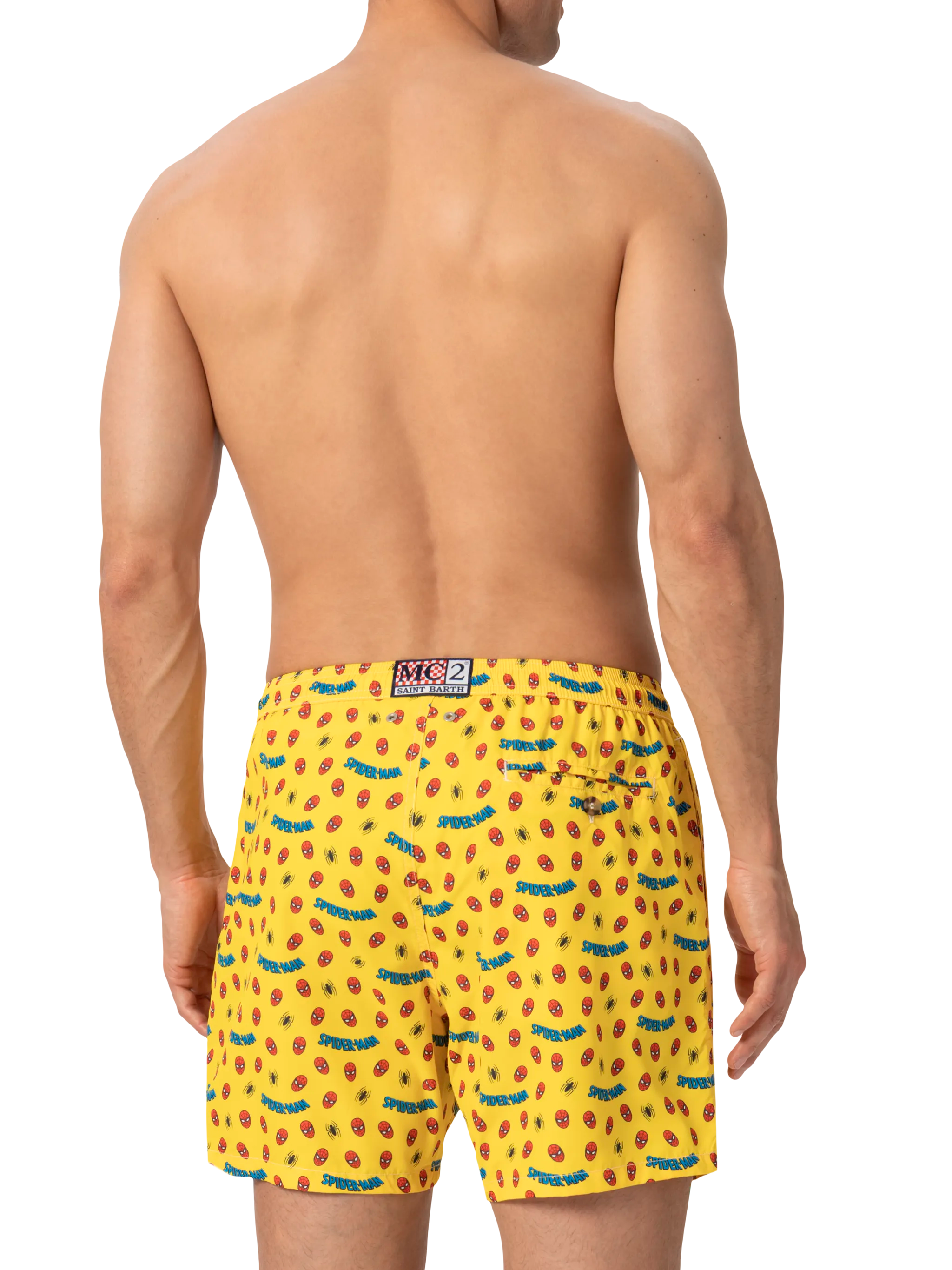 Lightweight Fabric Swim Shorts Lighting With Spiderman Print | Marvel Special Edition Yellow Swimshort
