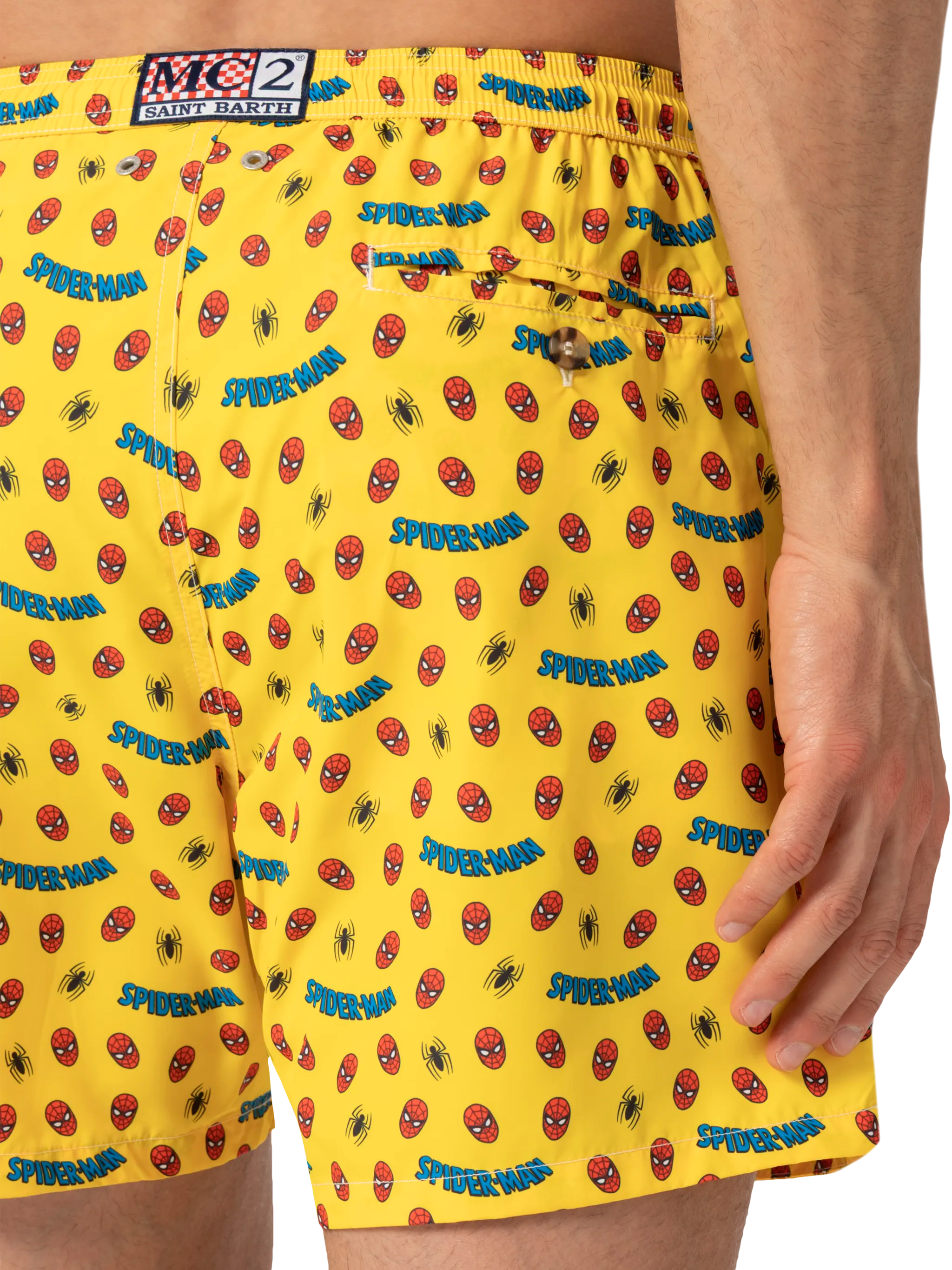 Lightweight Fabric Swim Shorts Lighting With Spiderman Print | Marvel Special Edition Yellow Swimshort