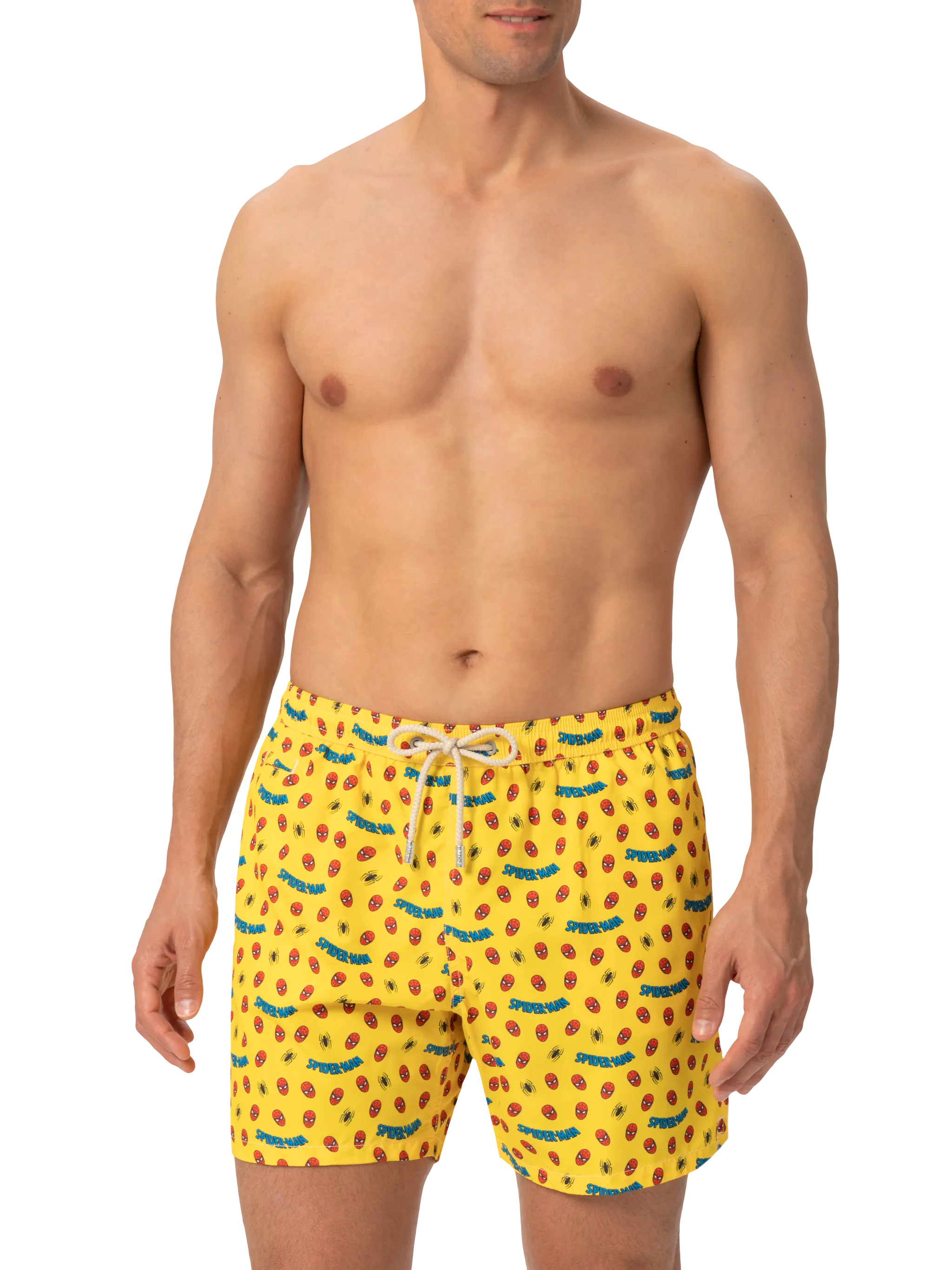 Lightweight Fabric Swim Shorts Lighting With Spiderman Print | Marvel Special Edition Yellow Swimshort