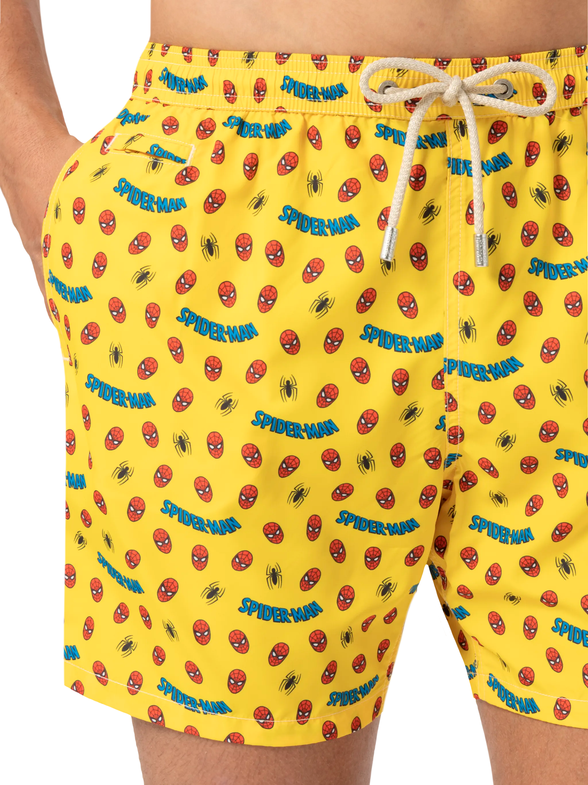 Lightweight Fabric Swim Shorts Lighting With Spiderman Print | Marvel Special Edition Yellow Swimshort
