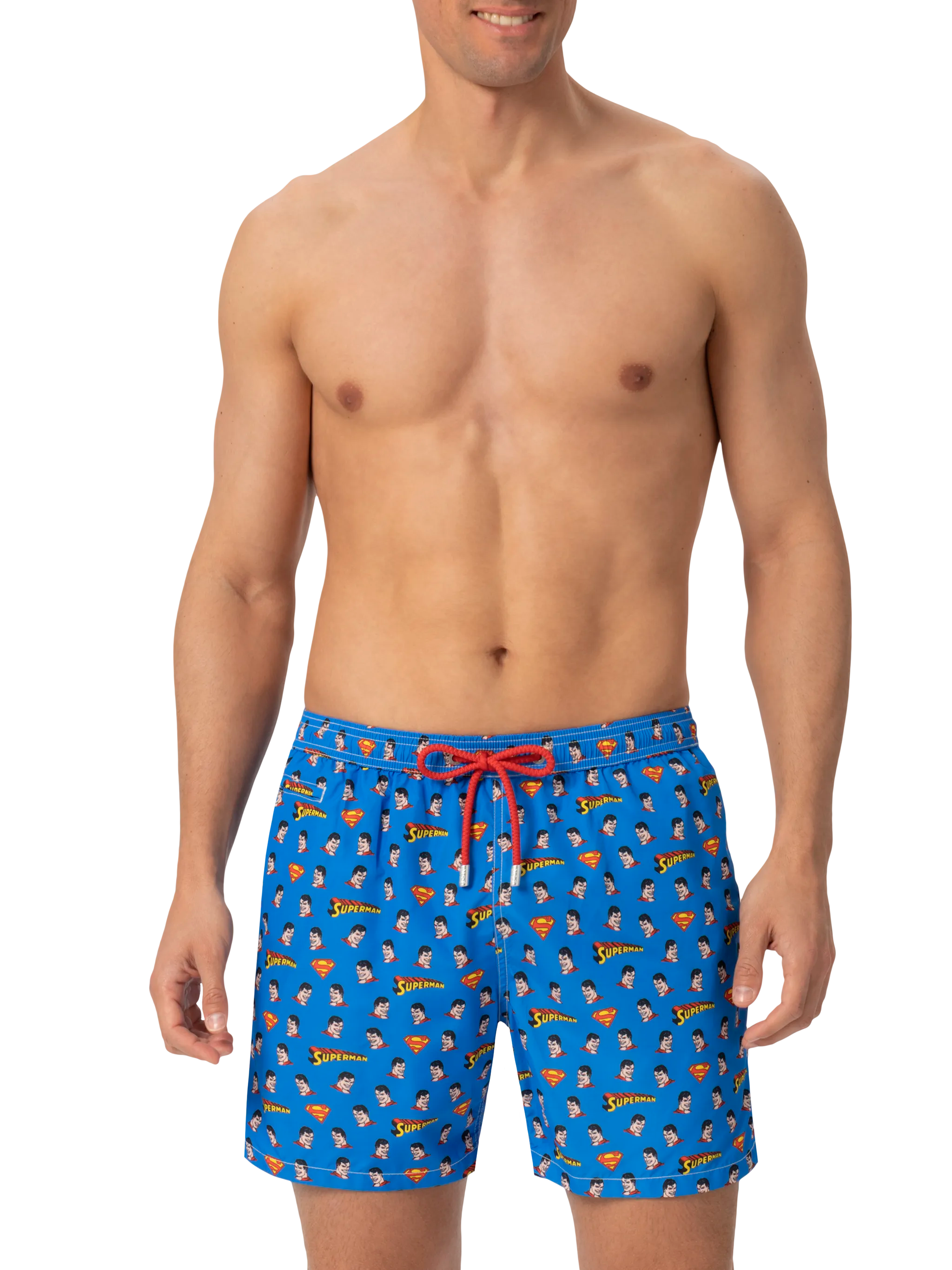 Lightweight Fabric Swim Shorts Lighting With Superman Print | Marvel Special Edition White Swimshort
