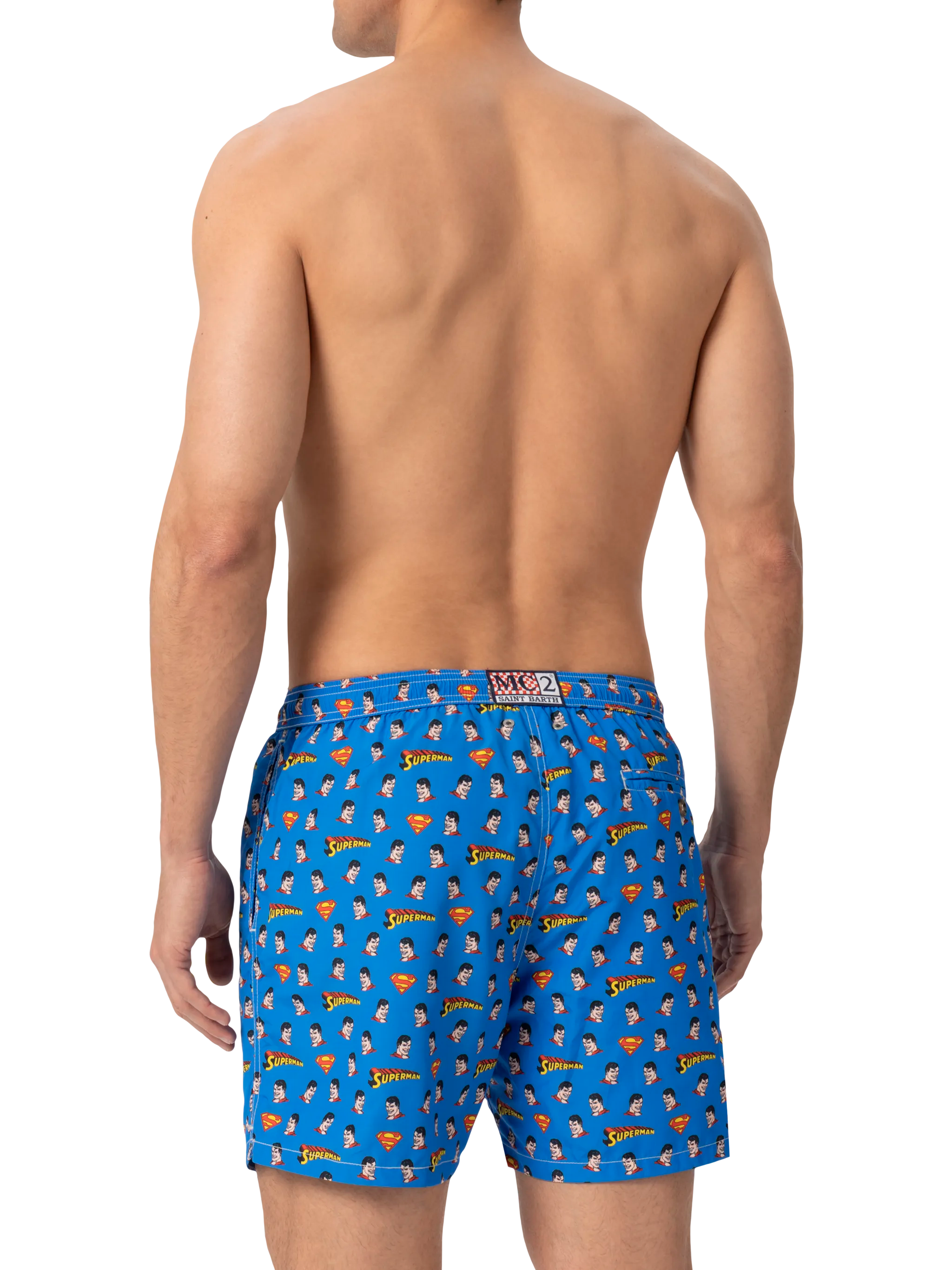 Lightweight Fabric Swim Shorts Lighting With Superman Print | Marvel Special Edition White Swimshort